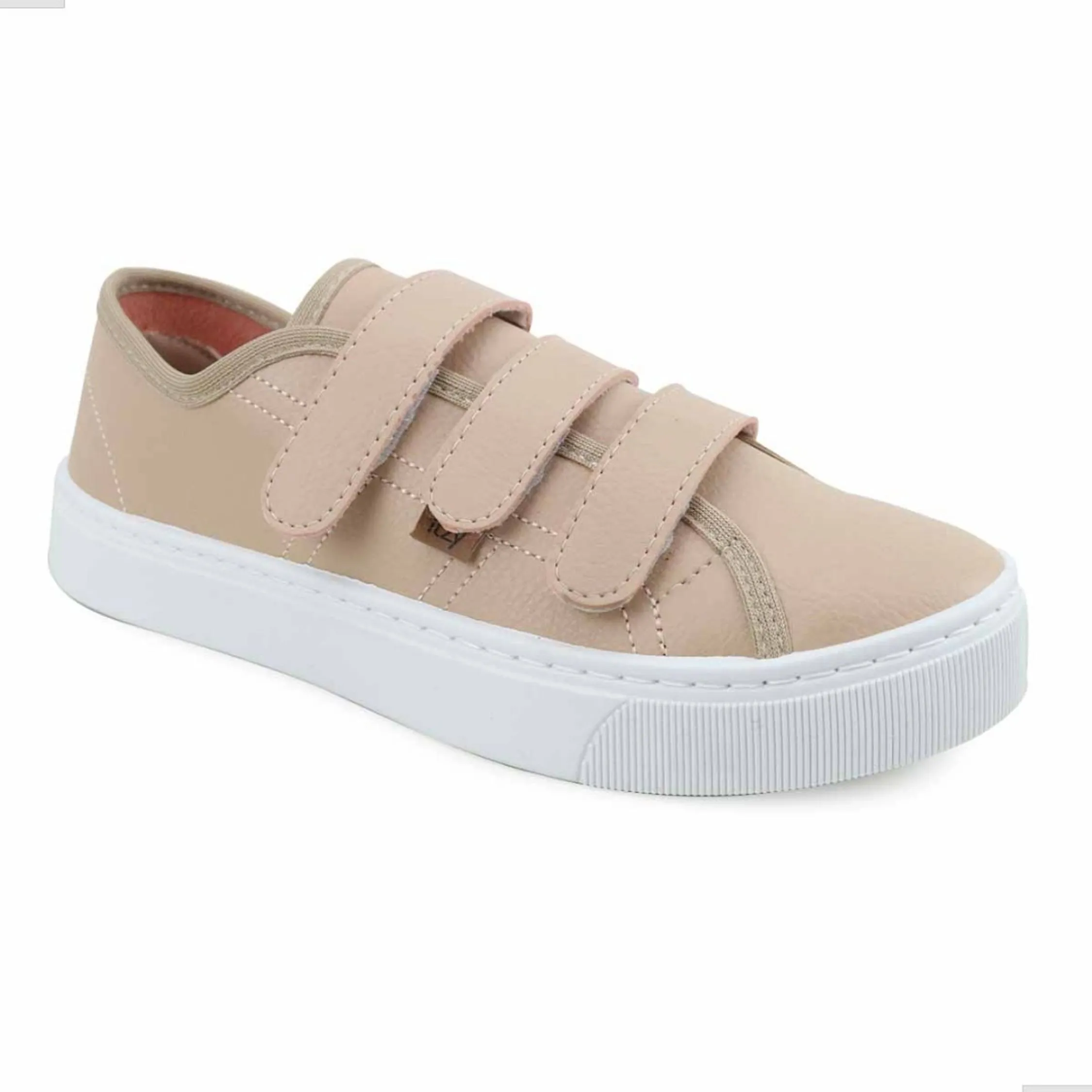 Tênis com Velcro Feminino Casual Confortável Calce Fácil Elegante Nude