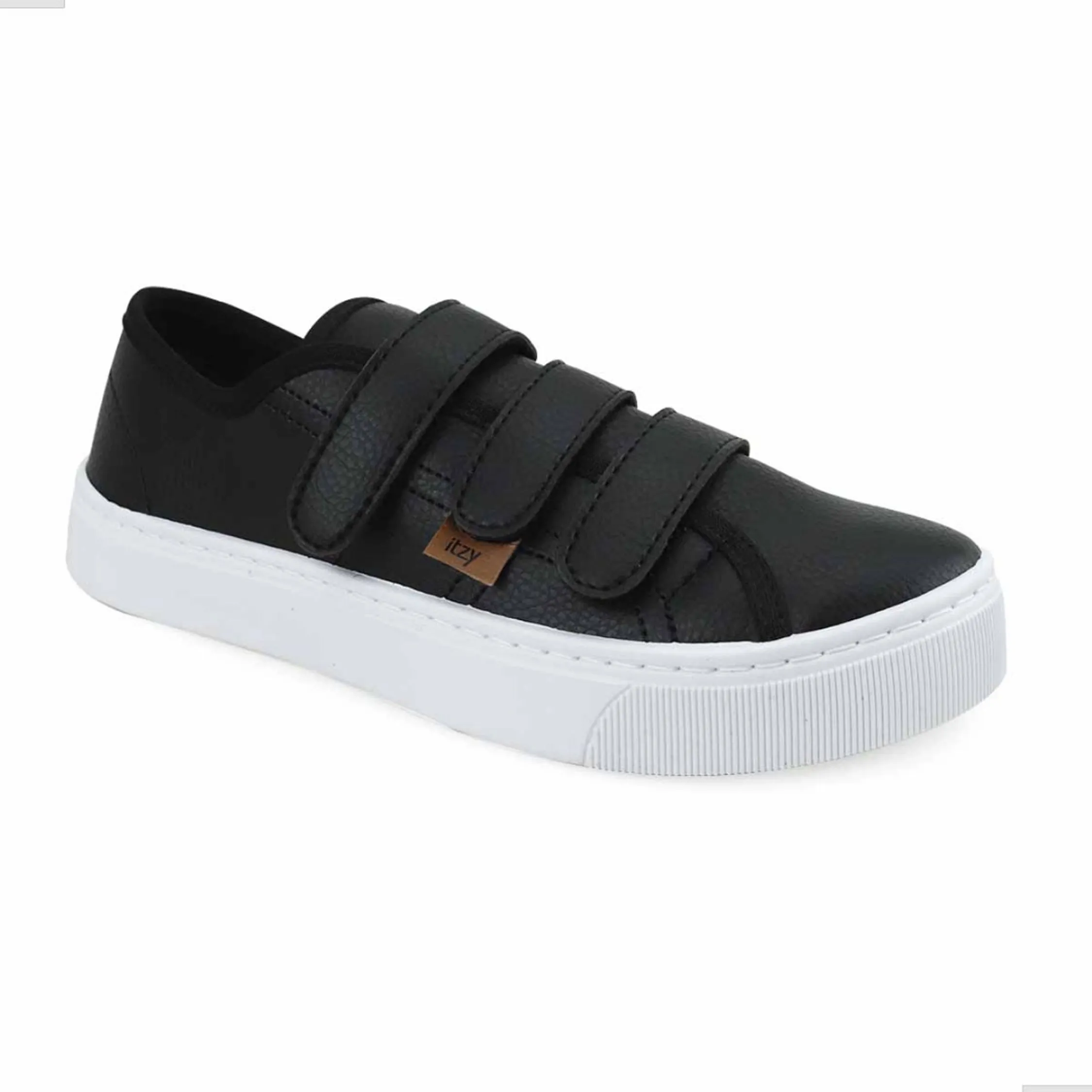 Tênis com Velcro Feminino Casual Confortável Calce Fácil Elegante Preto