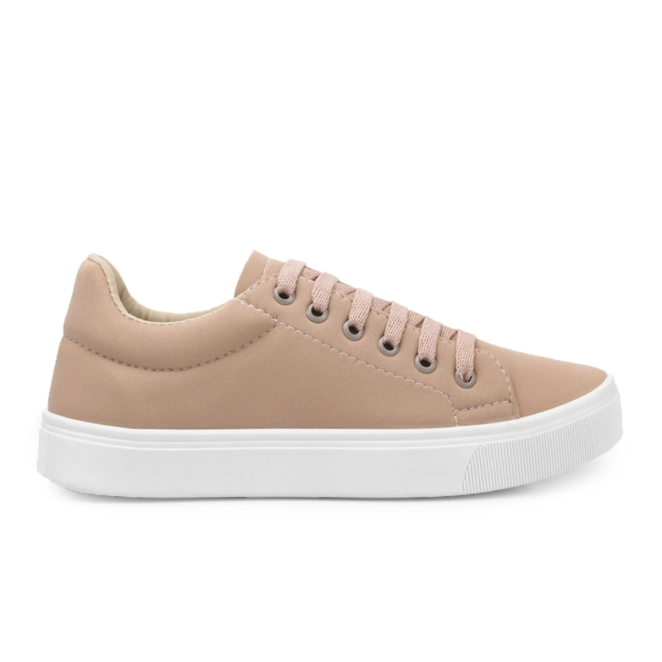 Tênis Feminino Branco Casual Leve Confortável Têxtil Antiderrapante Elegante Nude Promoção