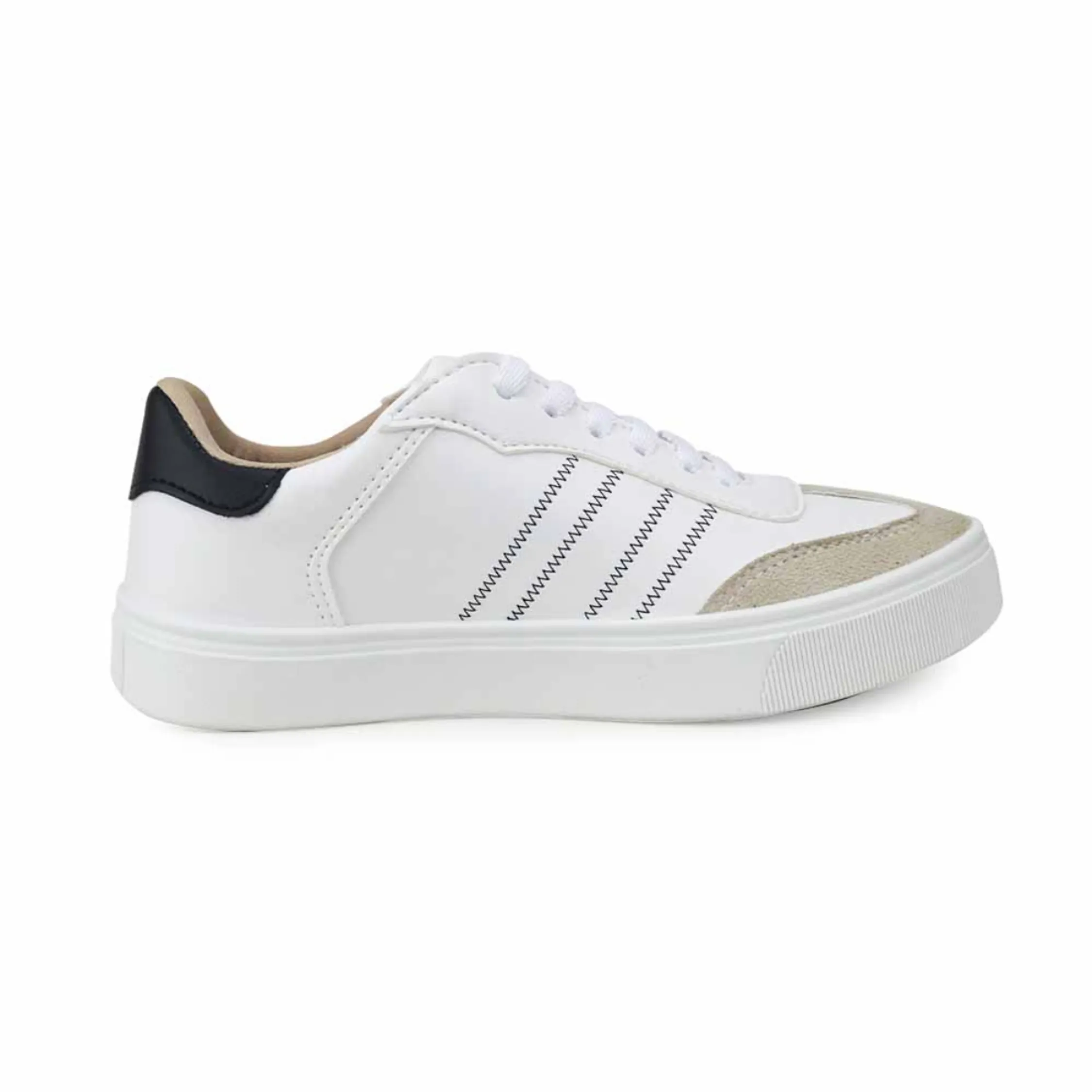Tênis Feminino Branco Casual Detalhe Camurça Confortável Leve Sintético Antiderrapante