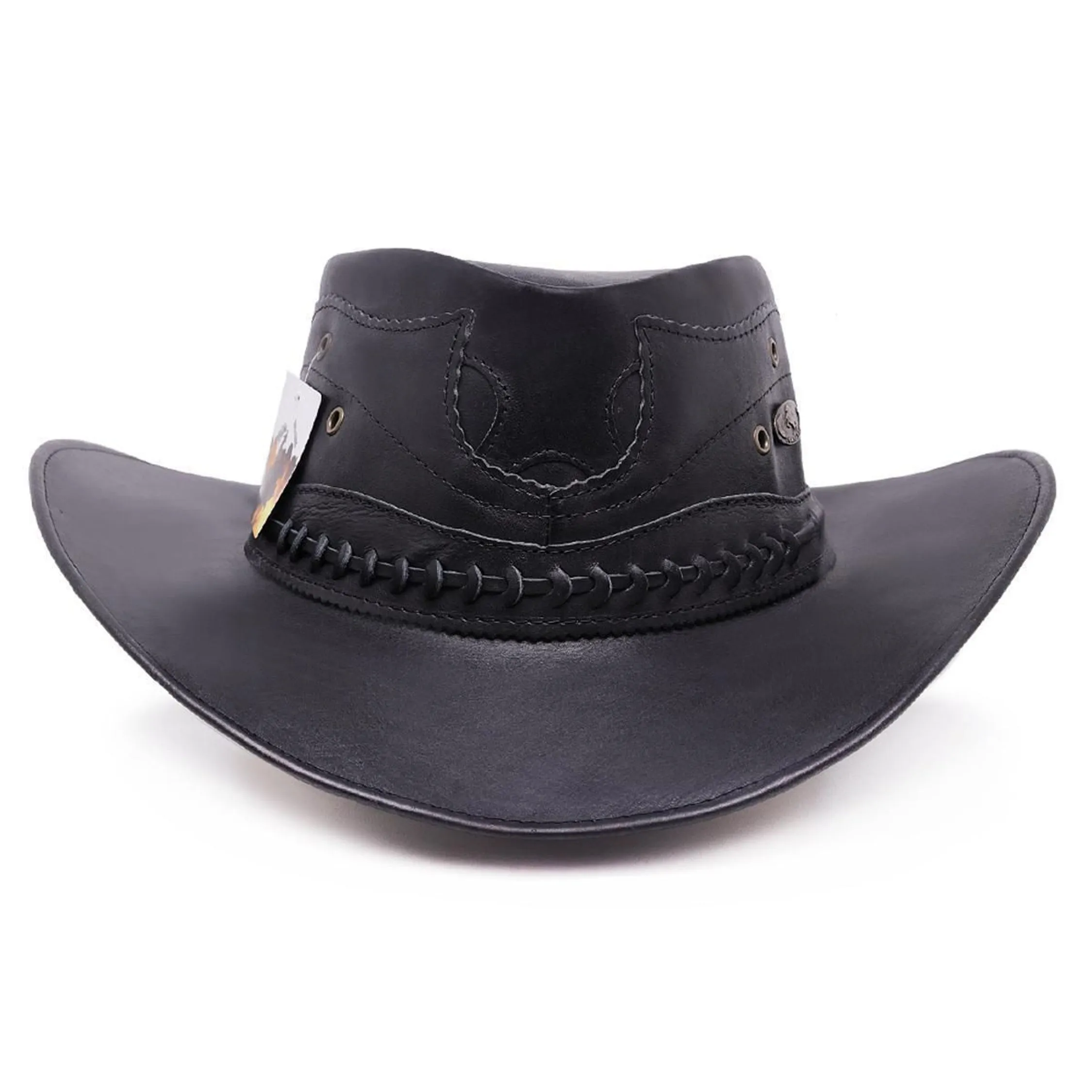 Chapéu Country Masculino Couro Legítimo Estilo Americano Cowboy Peão Rodeio