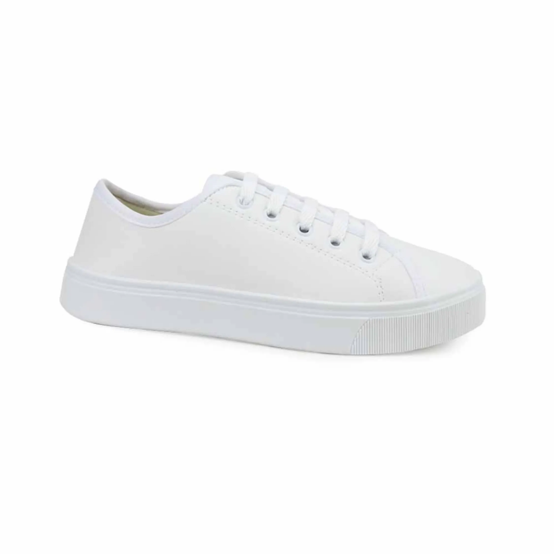 Tênis Feminino Branco Casual Básico Confortável Sintético Leve Antiderrapante Branco