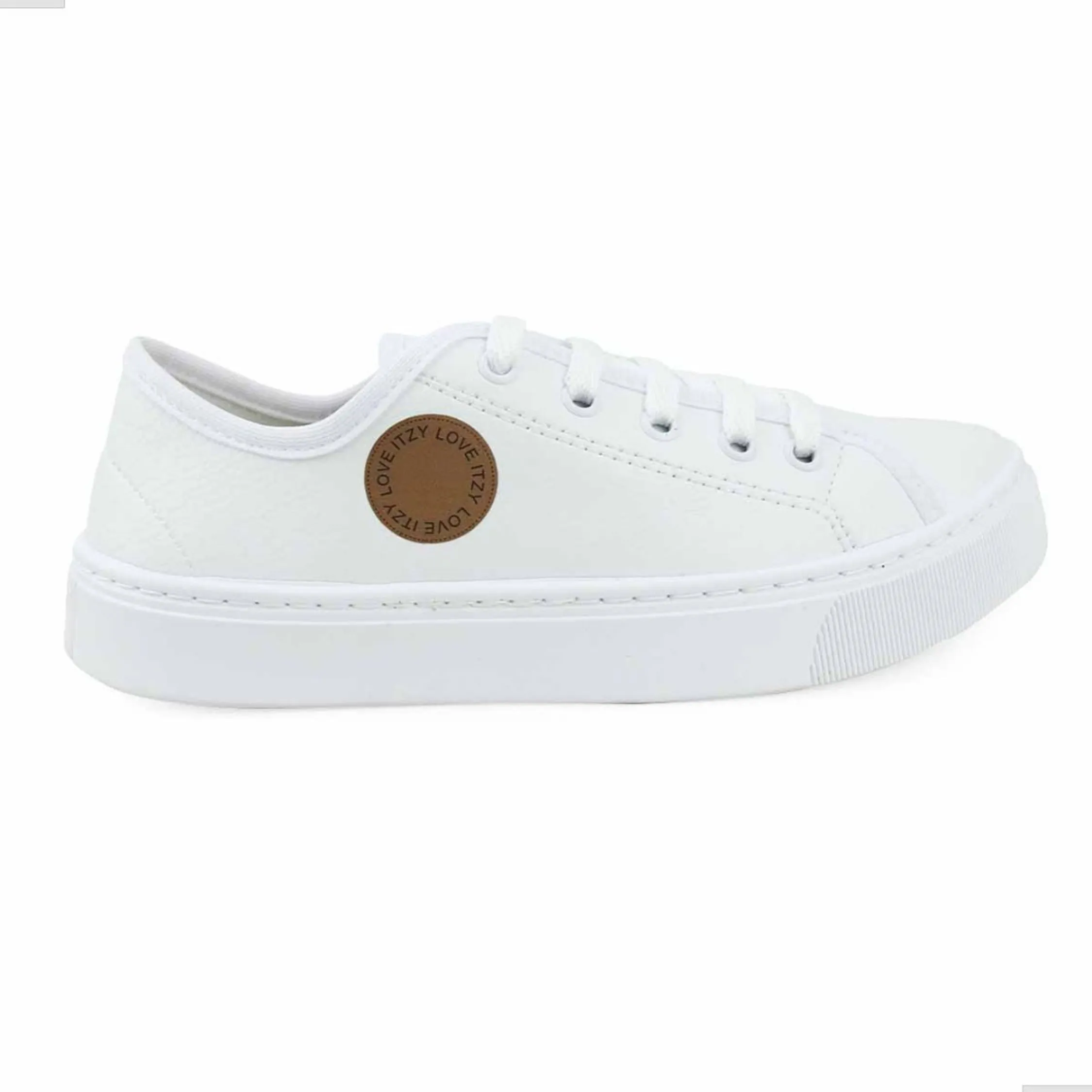 Tênis Feminino Casual  Love Itzy Confortável Couro Sintético Branco
