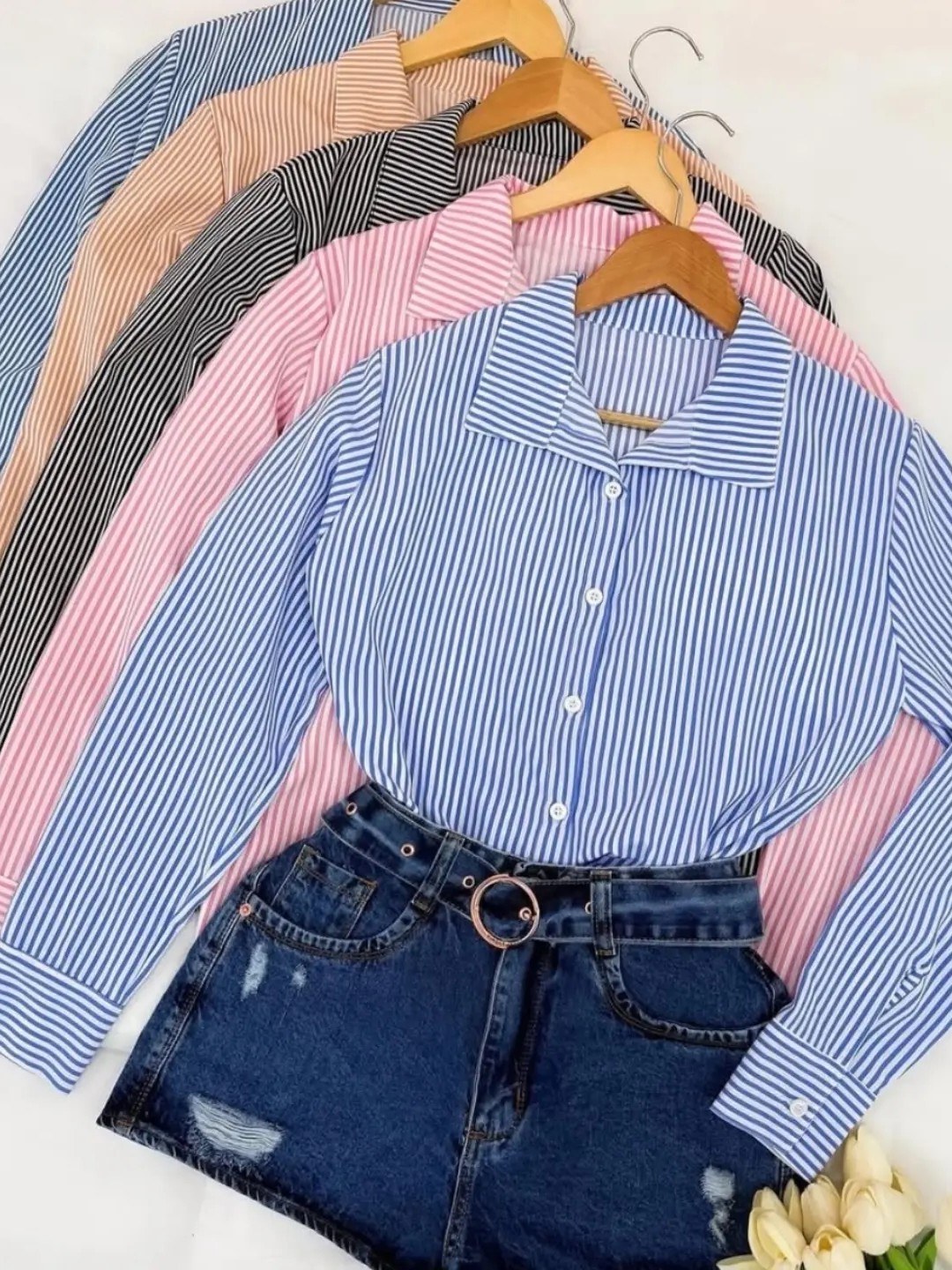 Camisa social crepinho listrada