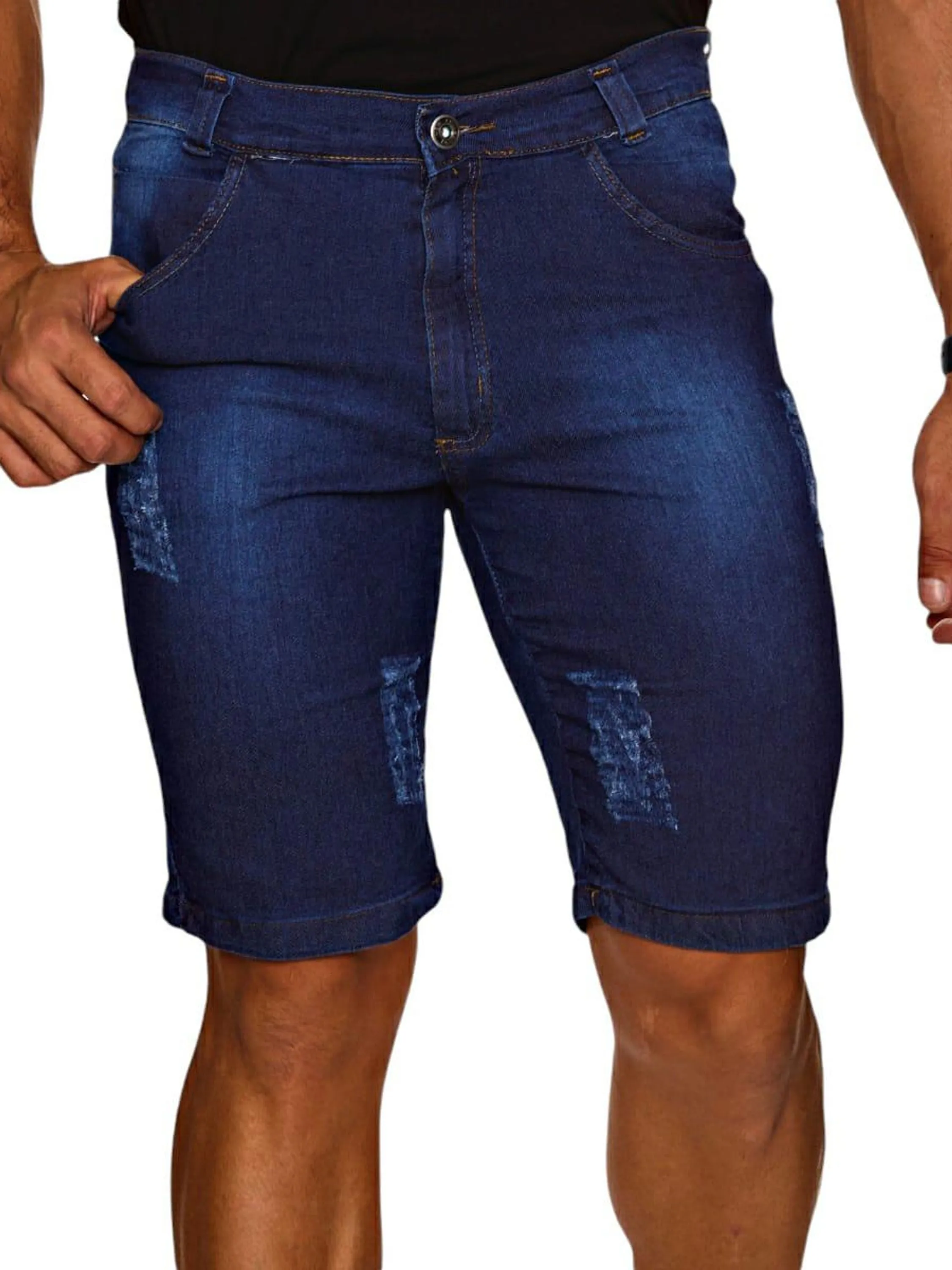 Bermuda Jeans Escura Sofisticada