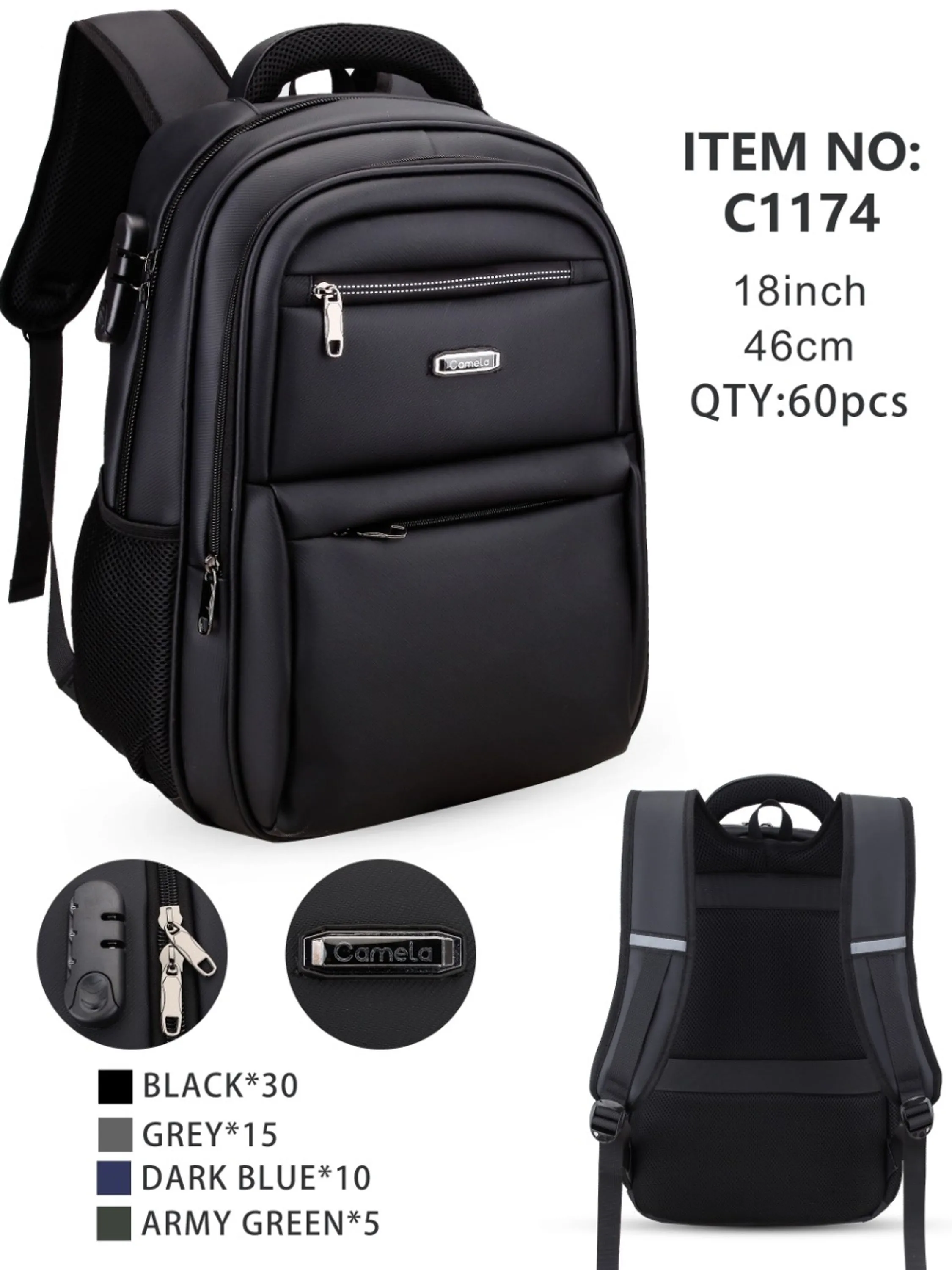 Mochila masculino Grande reforçado com alça mala W1174