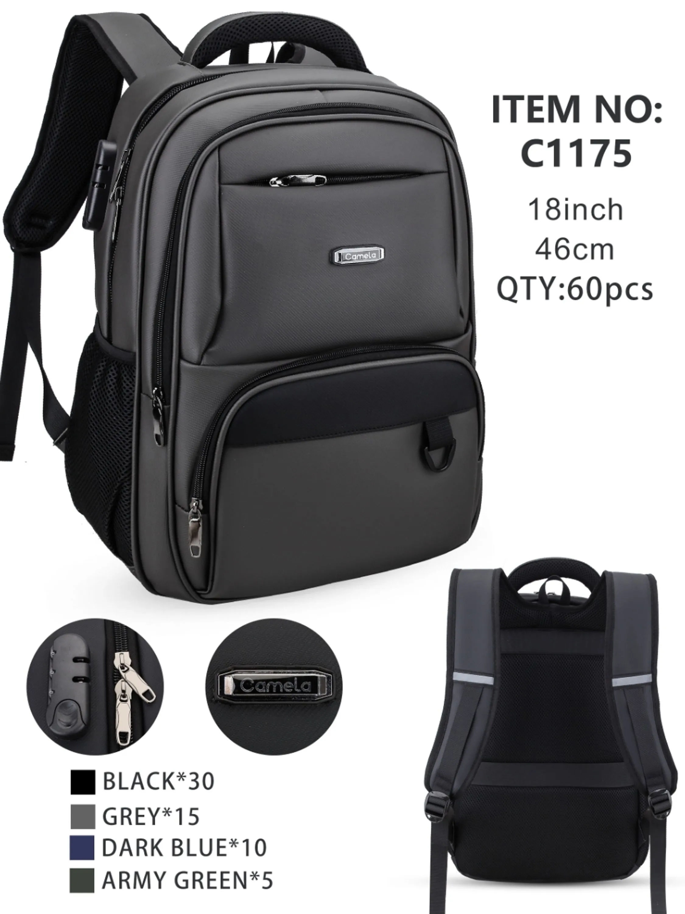 Mochila masculino Grande reforçado com alça mala W1175