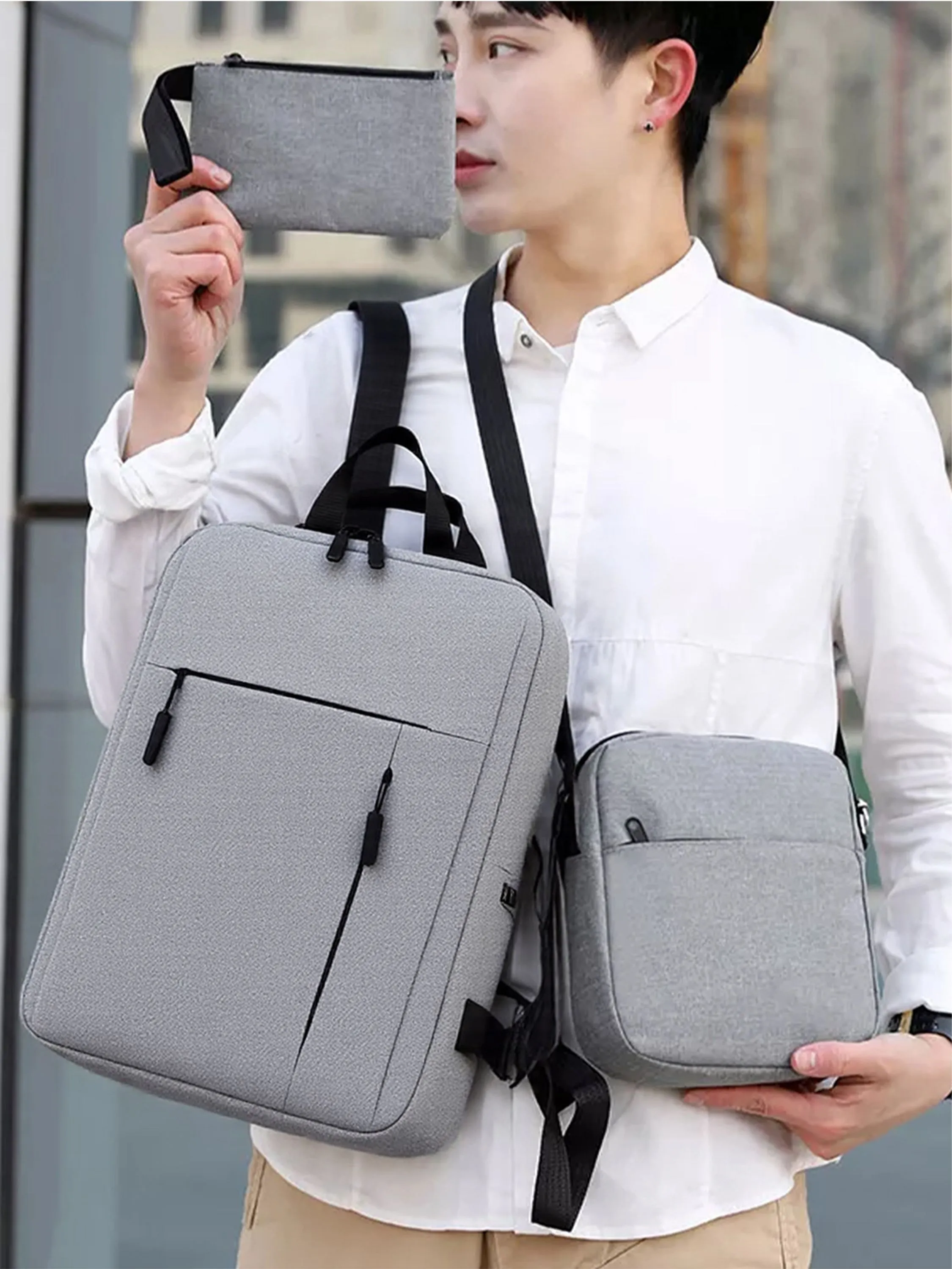 Kit 3 Peças Mochila com UBS Impermeável W3004