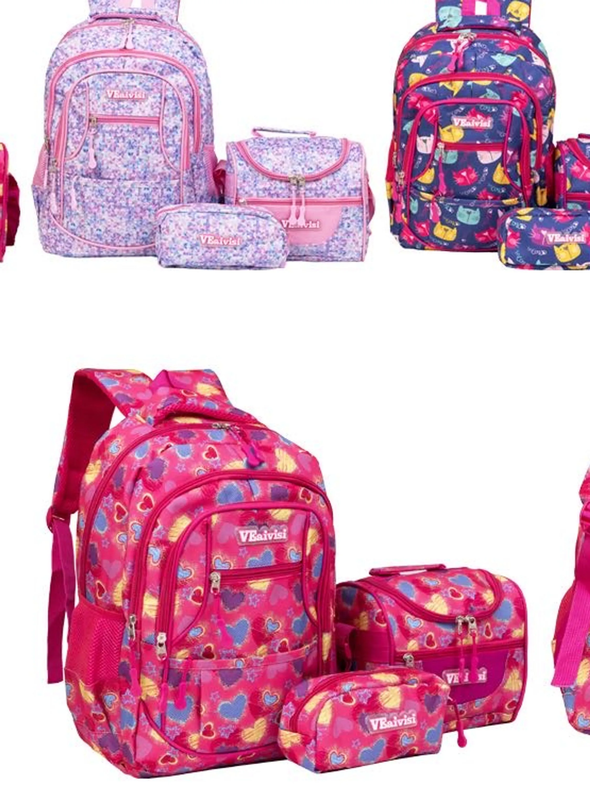 KIT 3 PCS Mochila com Lanchera e estojo W3206