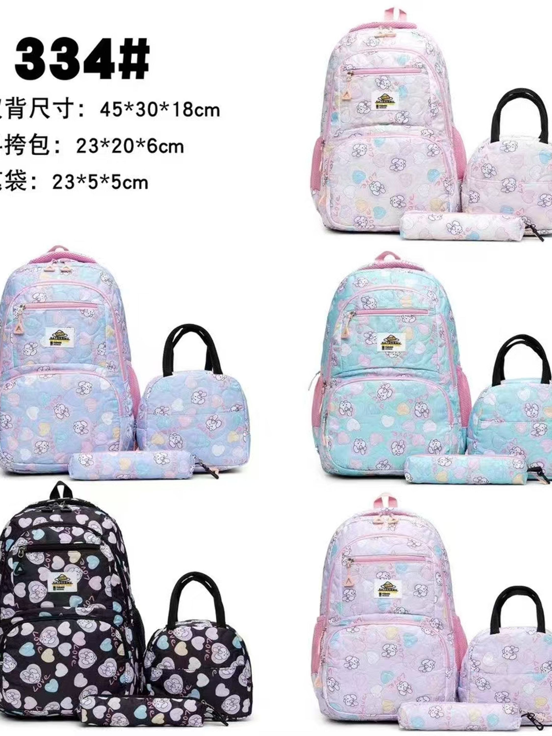 KIT 3 PCS Mochila com Lanchera Temica e estojo 334