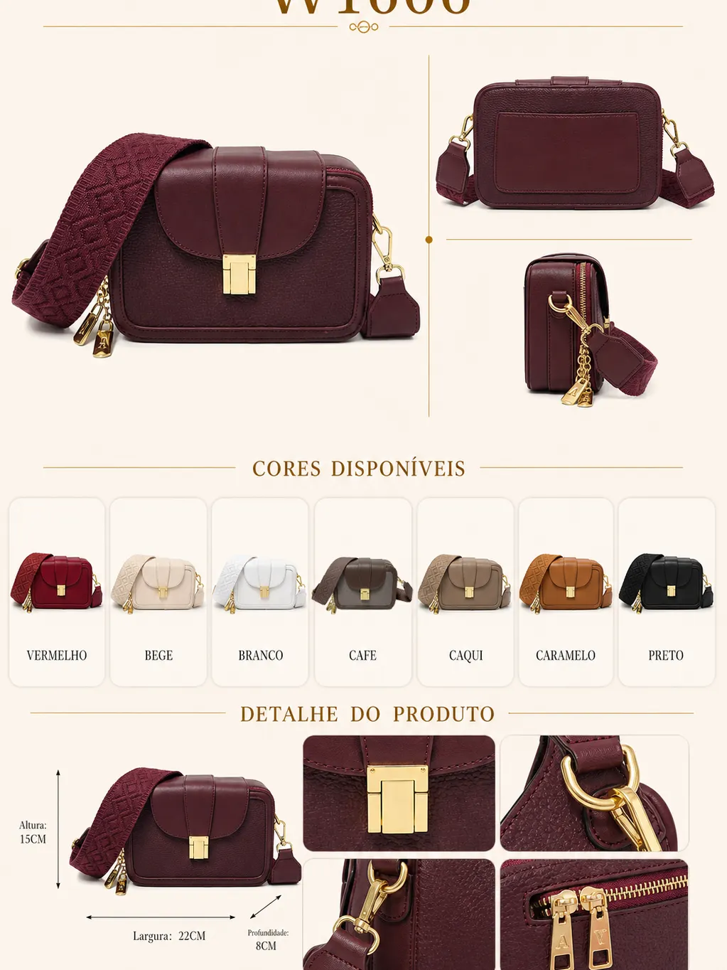 BOLSA FEMININA TRANVERSAL W1606