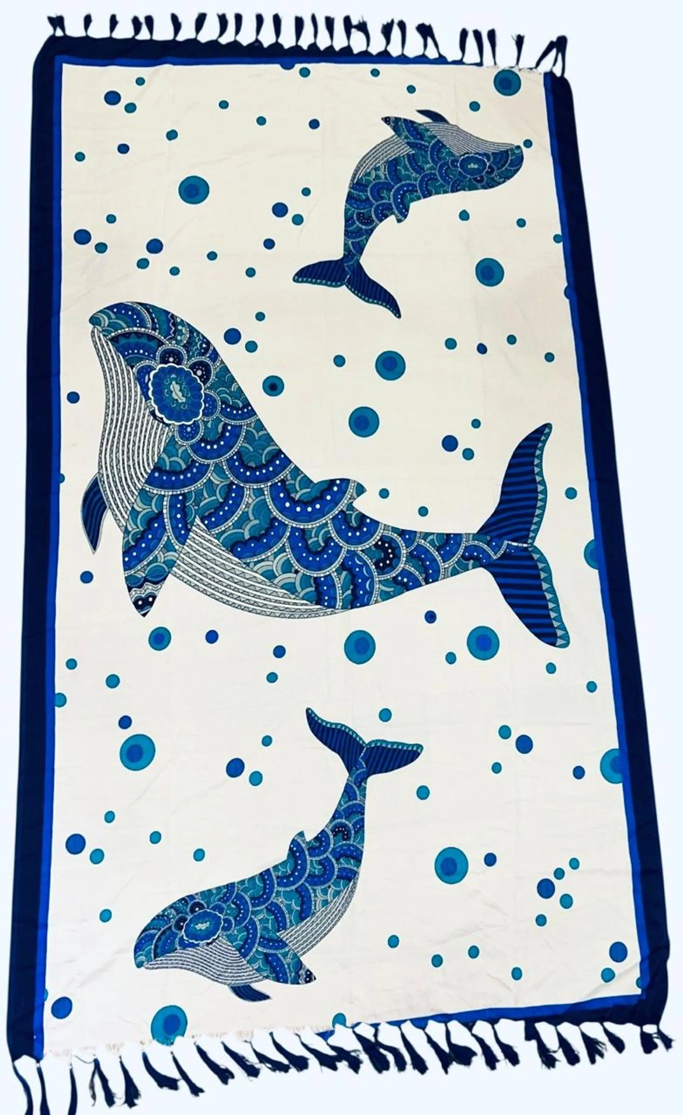 Canga Saída de Praia Retangular Golfinhos Branco