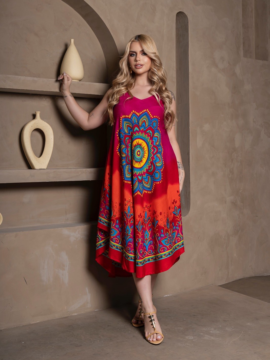 Vestido Trapézio Mandala Chic Looks de Praia