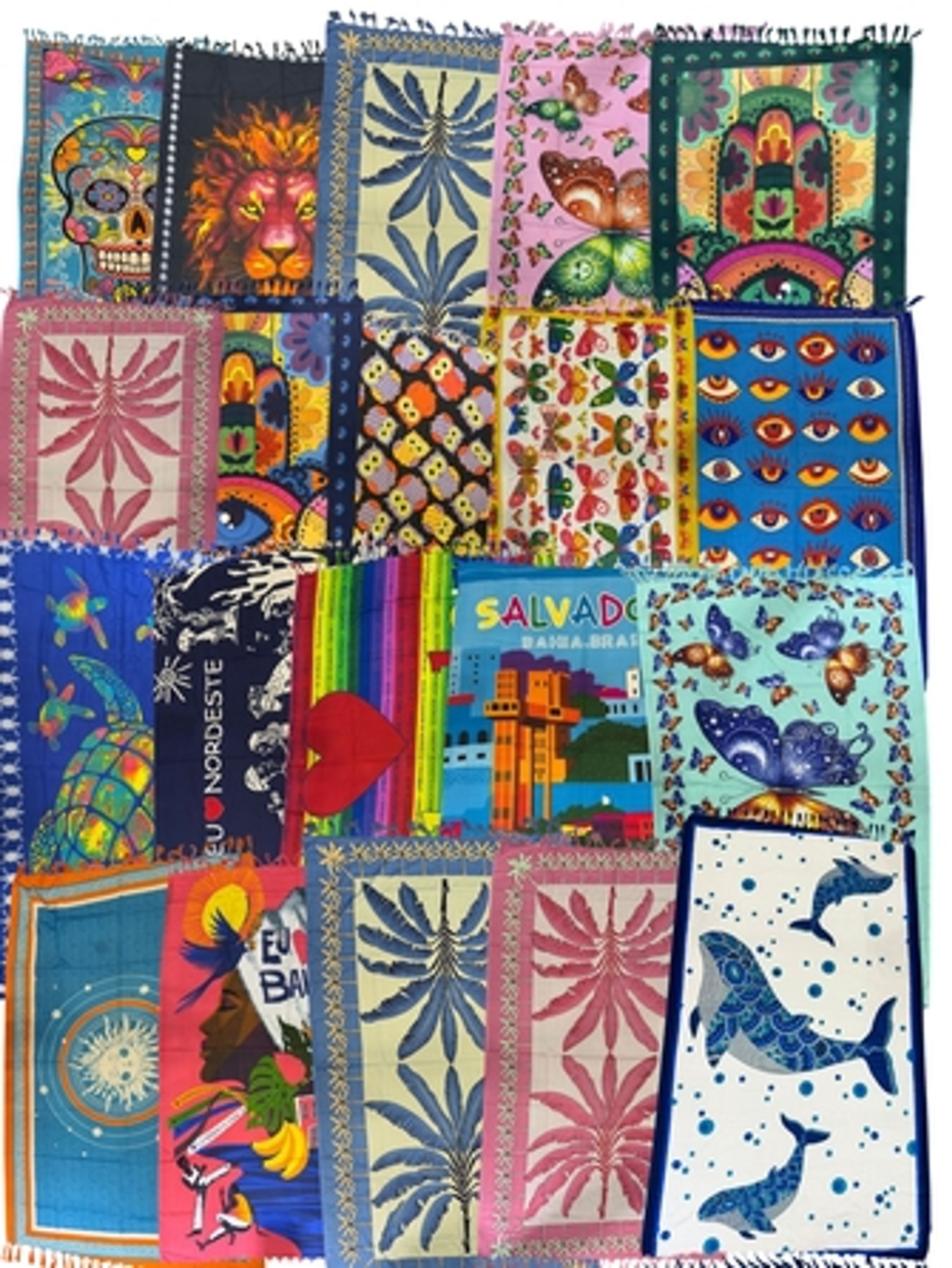 Kit 20 Cangas Sortidas Estampadas em Poliéster