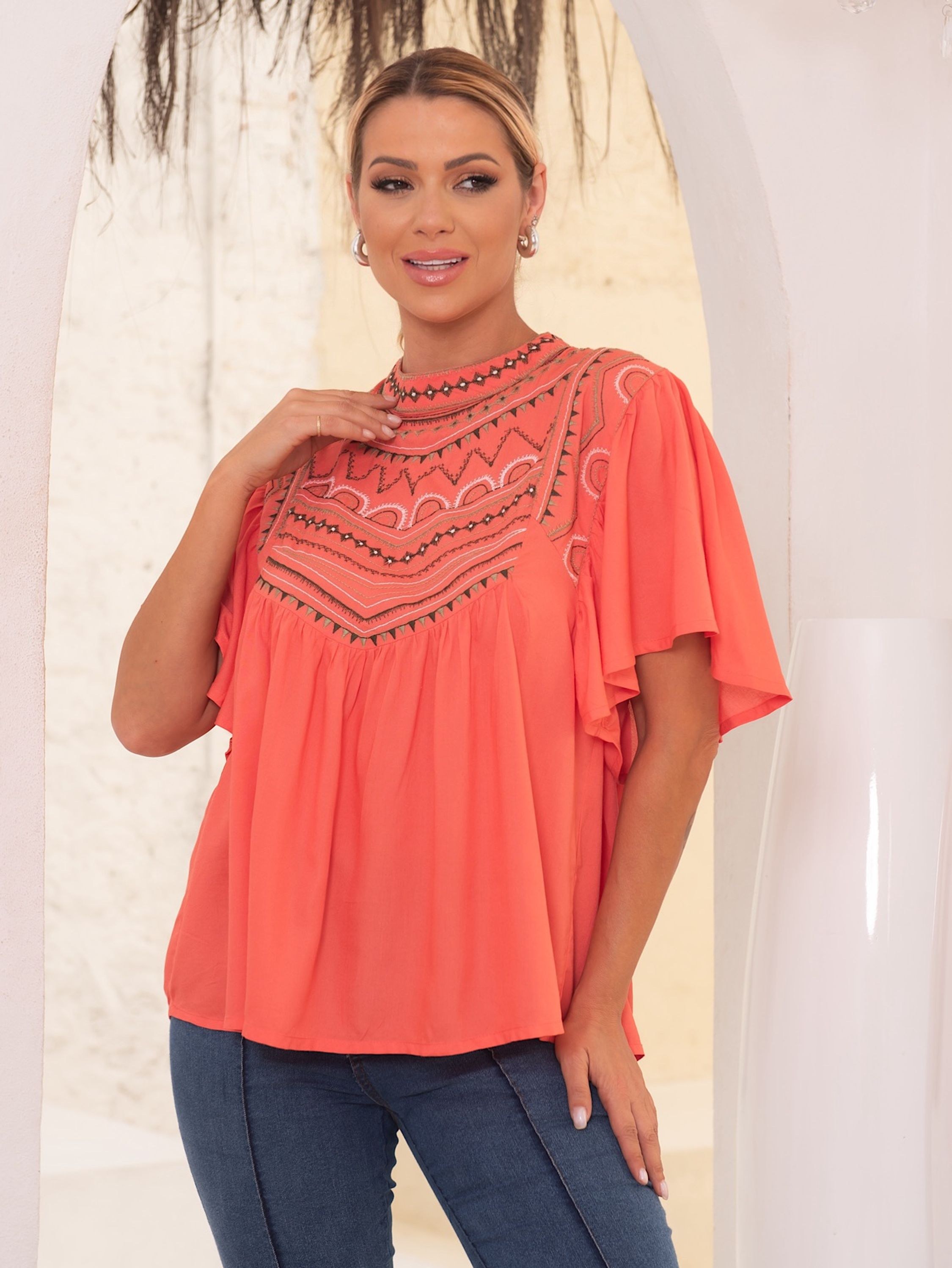 BATA FEMININA MANGA ESVOAÇANTE B858 Boho