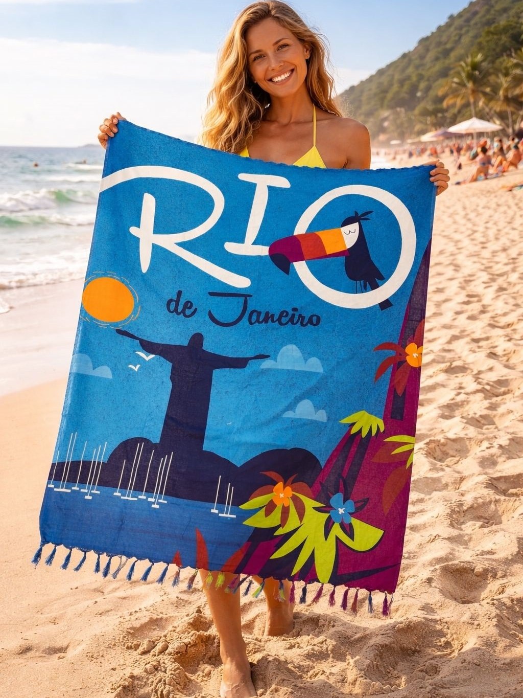 Canga Praia Saida Cristo Redentor Globo Rio Janeiro Brasil