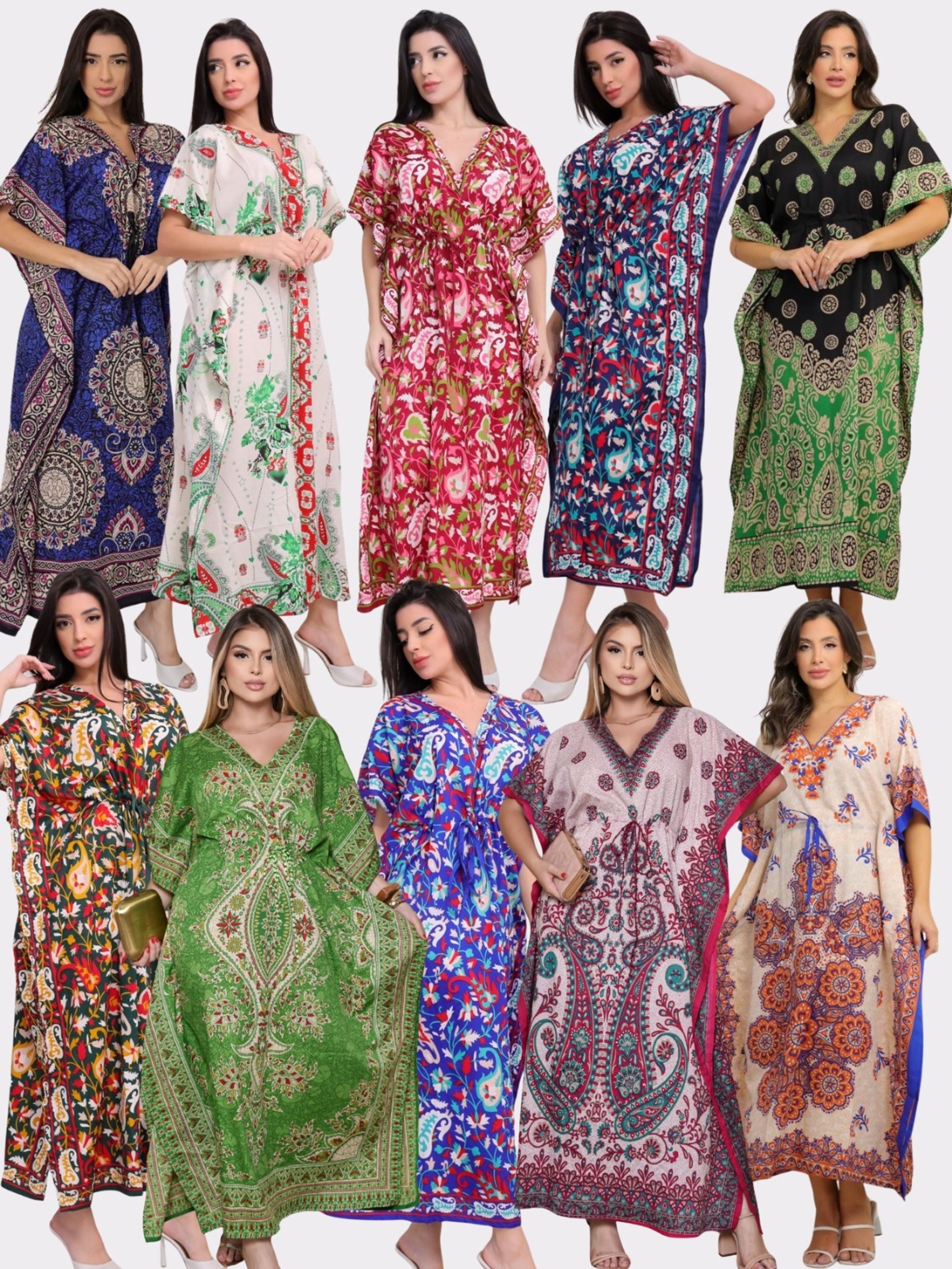 Kit 10 Kaftans Indianos Longos Femininos Sortidos