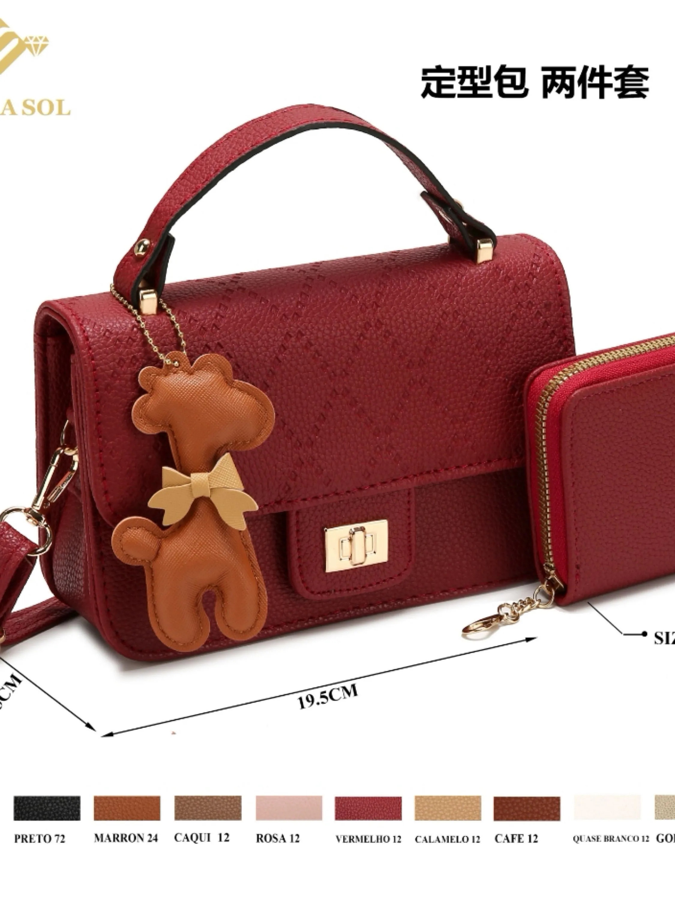 Bolsa com carteira chaveiro femininas LZ393