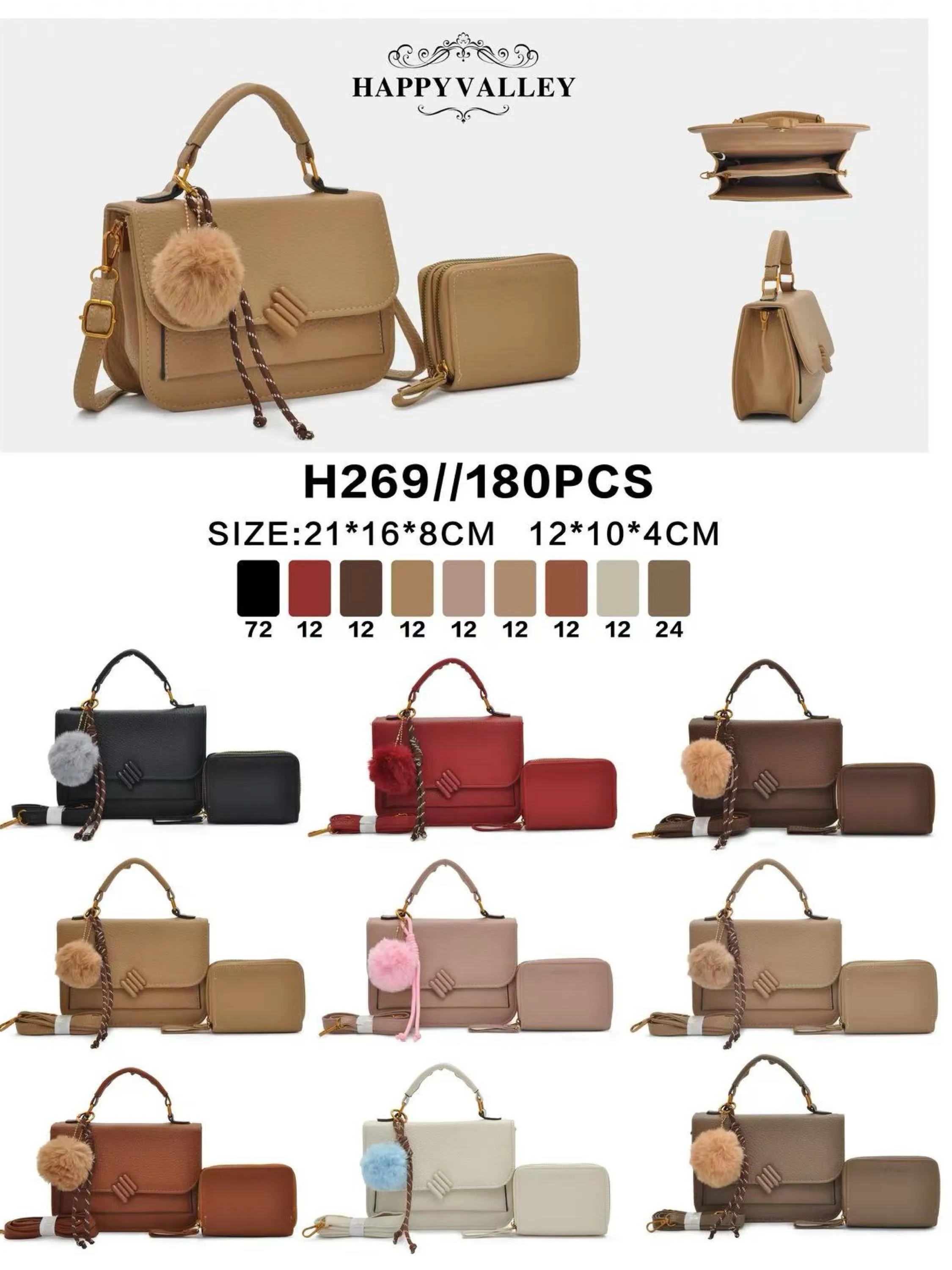 Bolsa com carteira chaveiro femininas 269