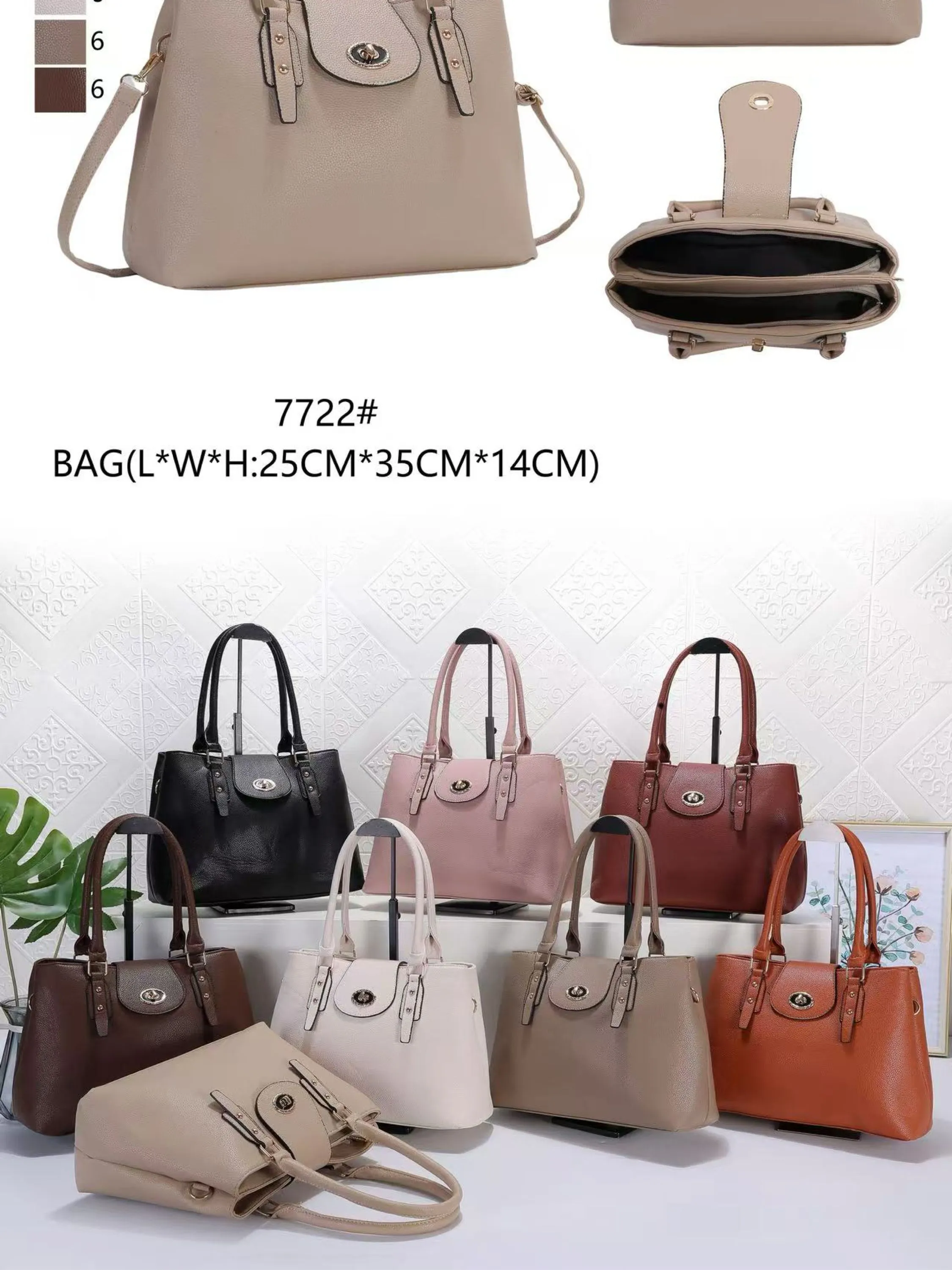 bolsa feminina grande modas Dois zíperes 7722