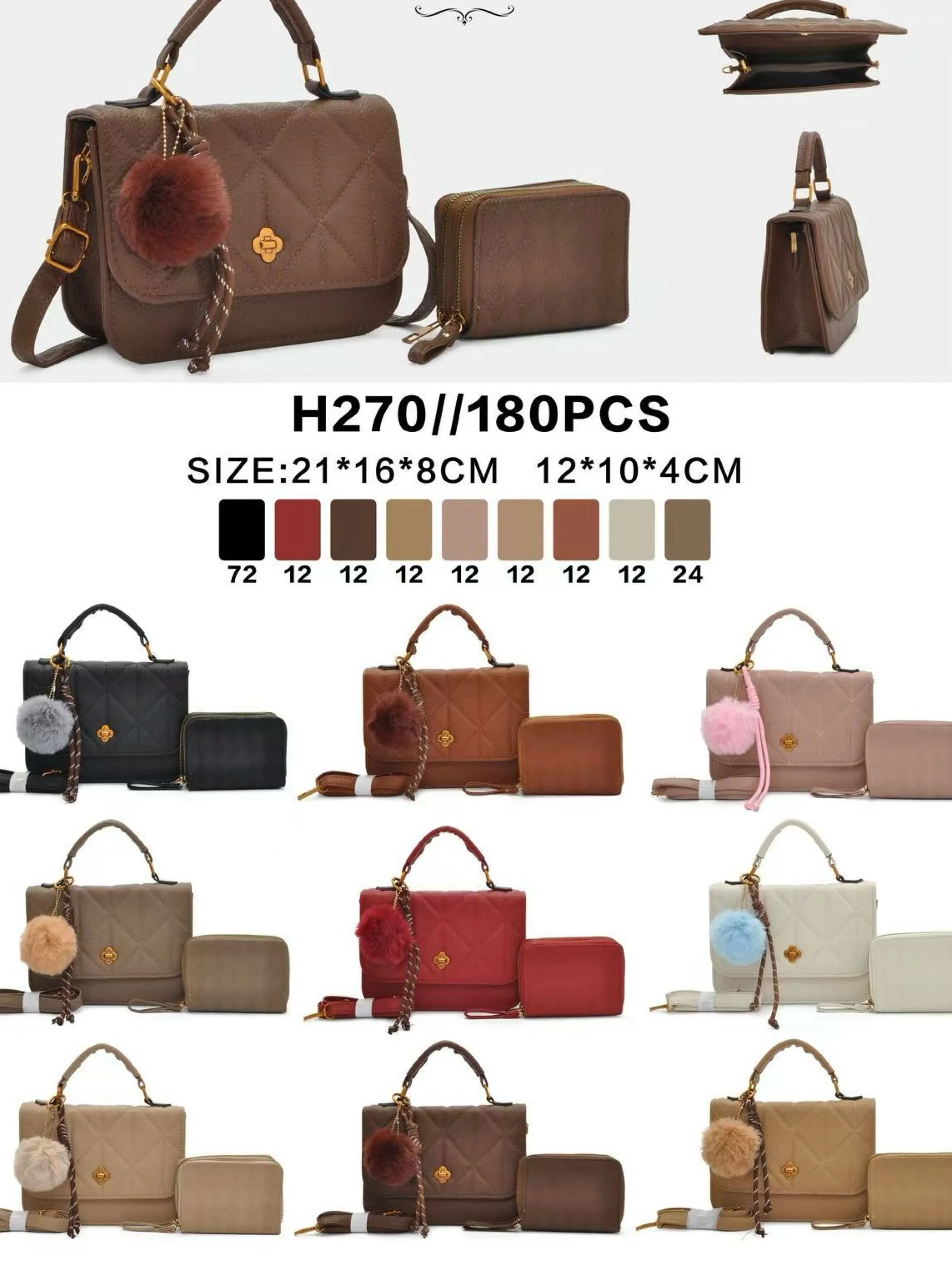 Bolsa com carteira chaveiro femininas 270