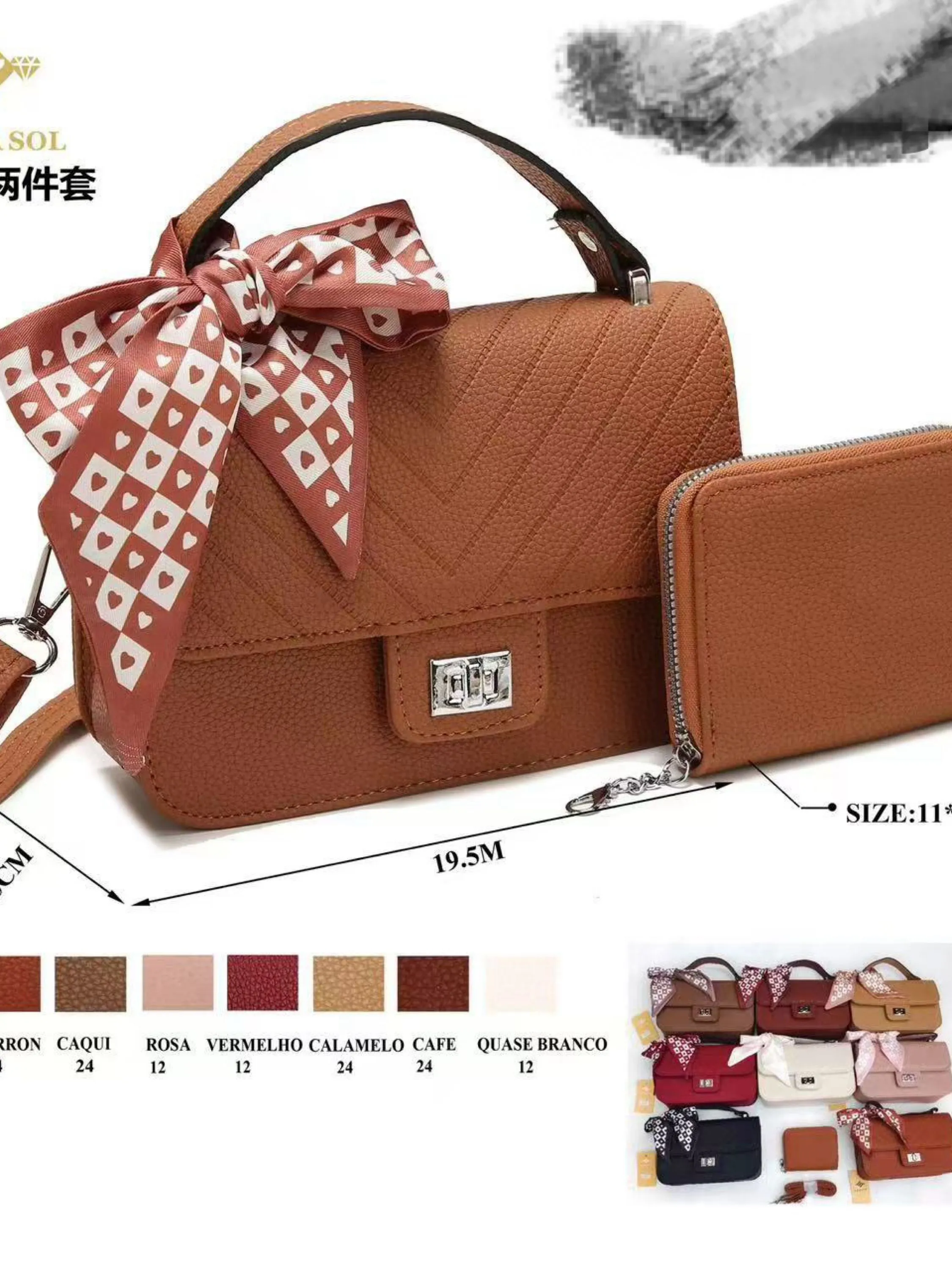 Bolsa com carteira chaveiro femininas LZ565