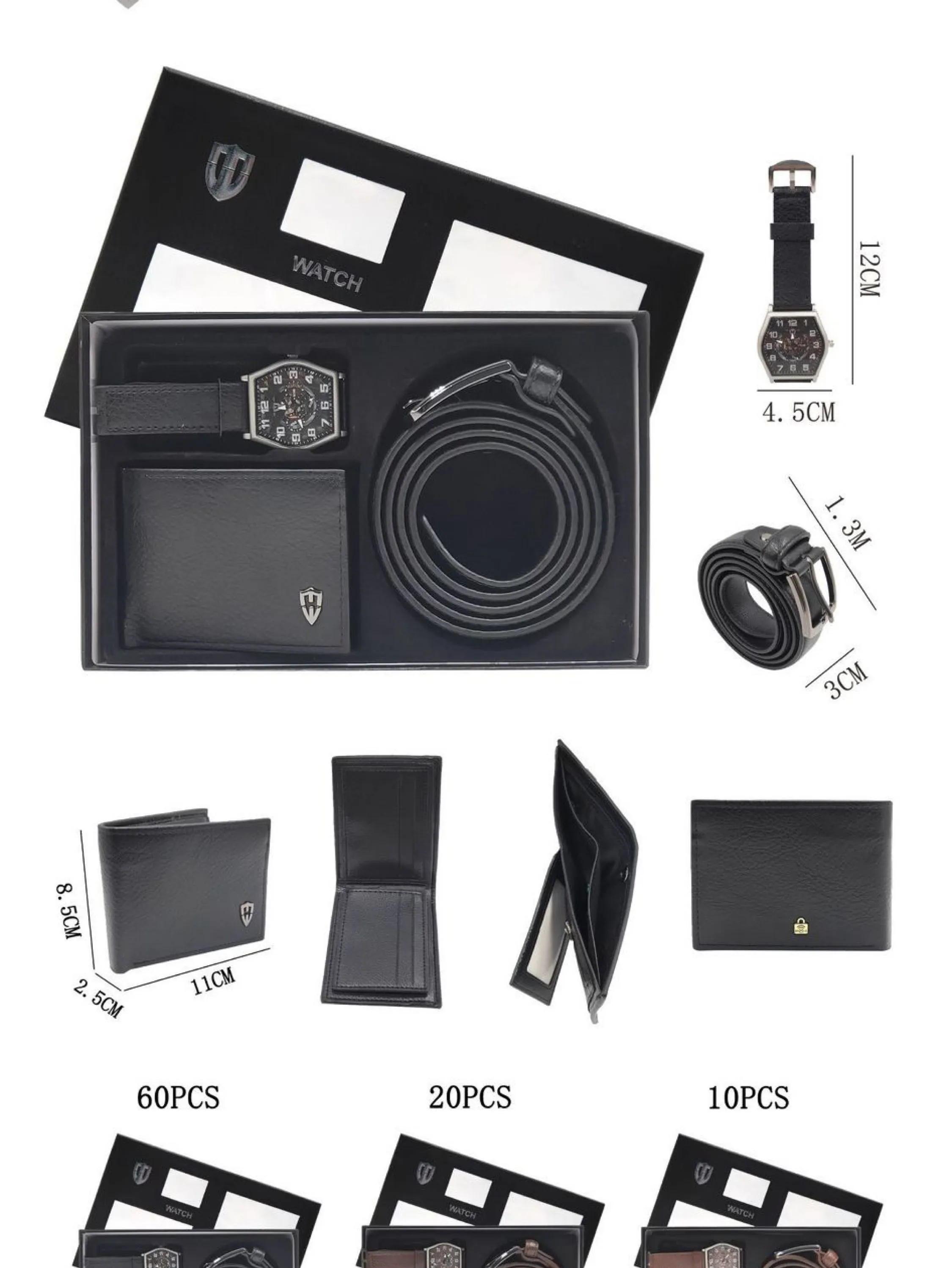 Kit masculina com cinto ,e relógio na com prata