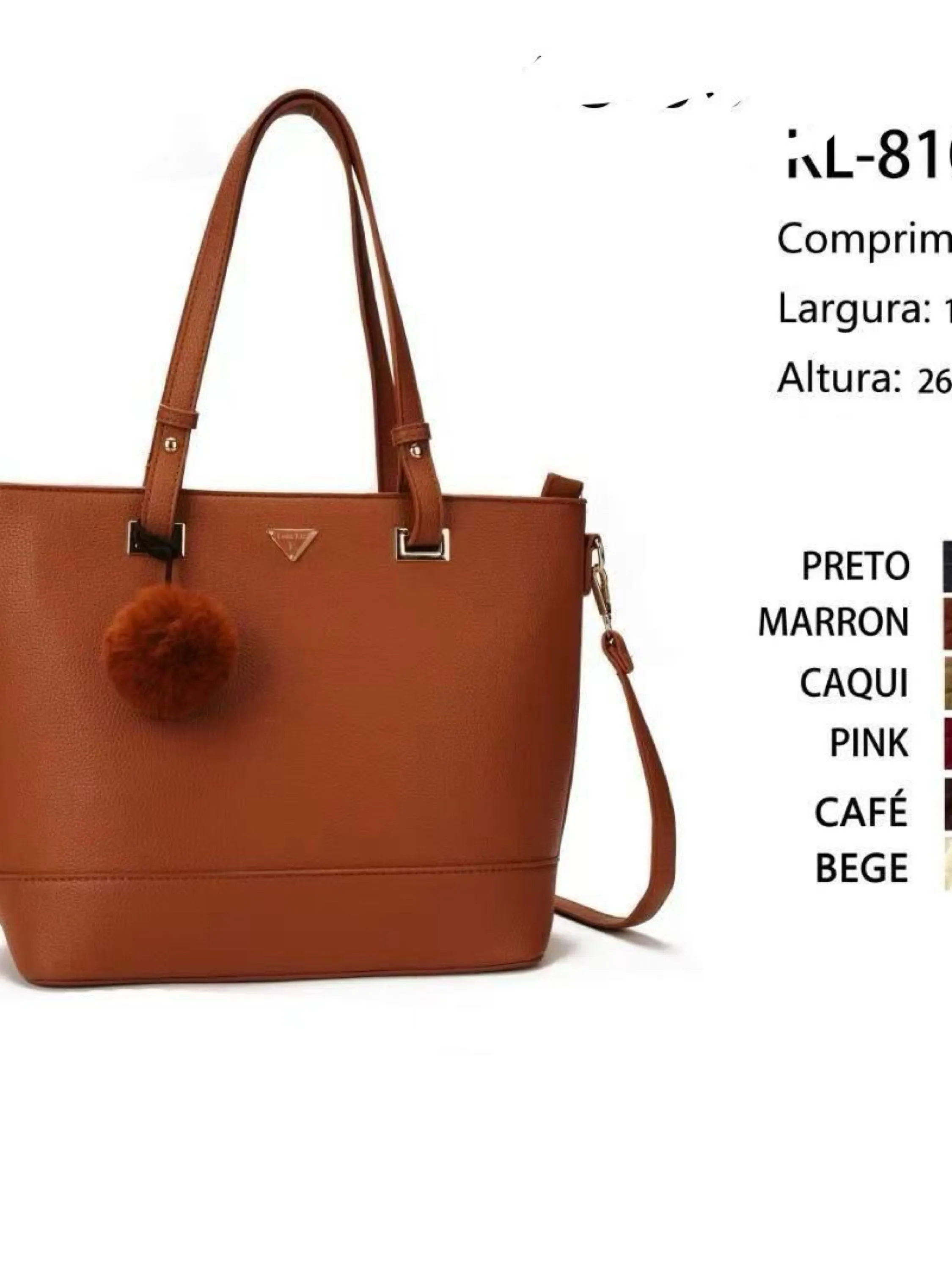 Bolsa grande chaveiro de pompom