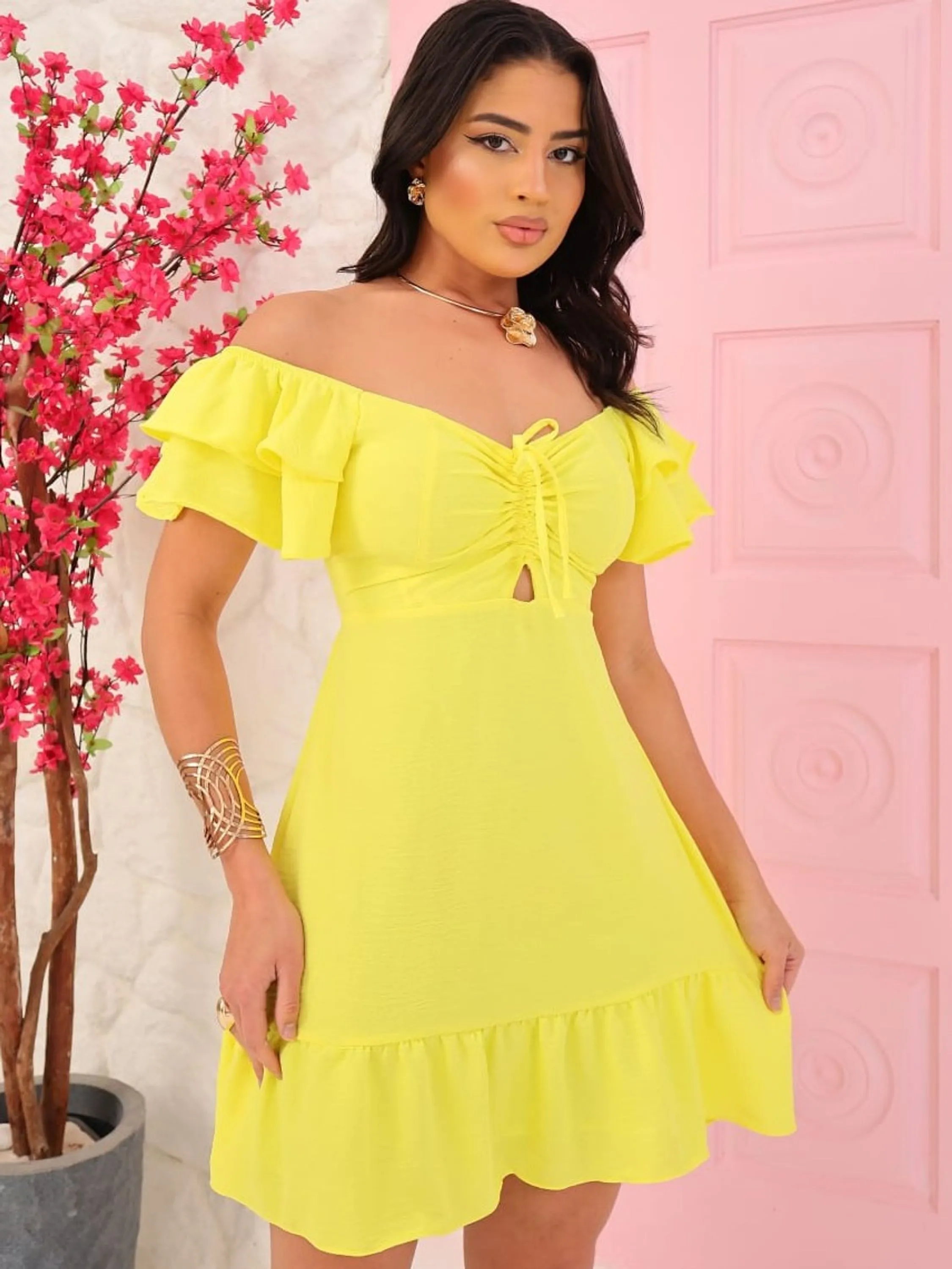 Vestido  feminino curto ciganinha com tiras