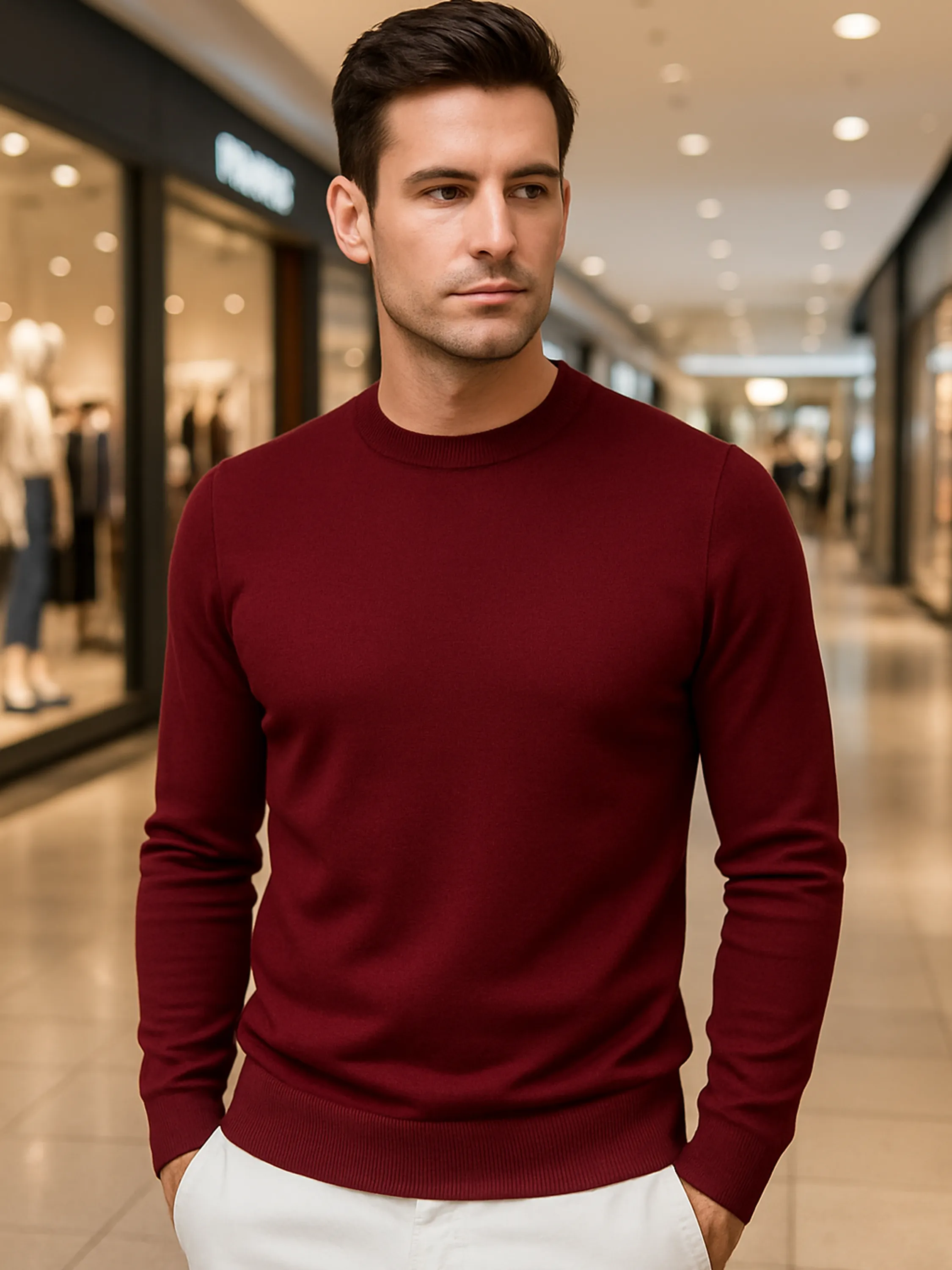 Blusa Suéter Masculino Manga Longa Gola Careca