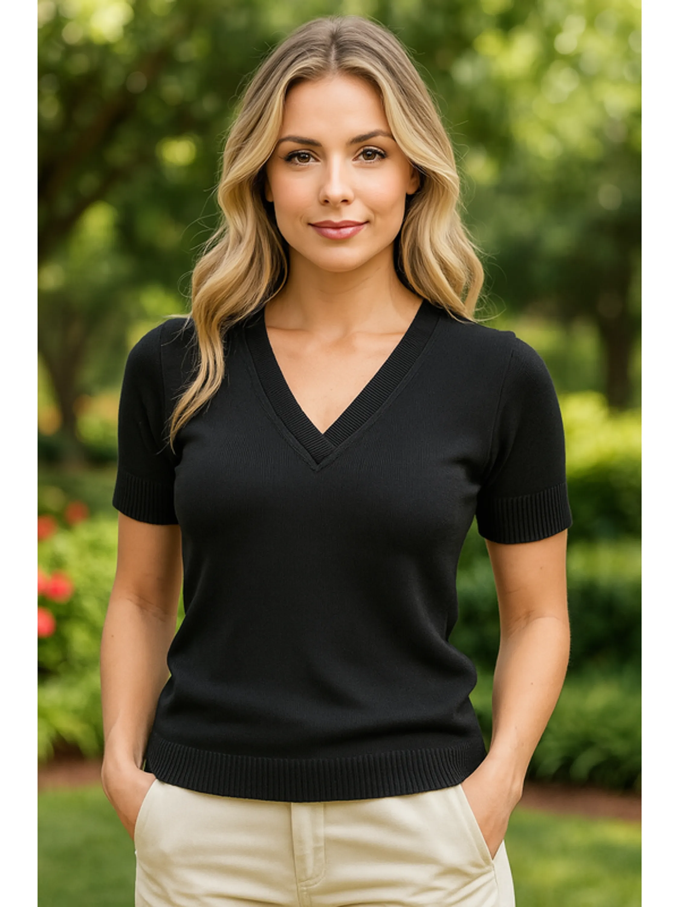 Blusa Feminina Manga Curta  Blusinha de Trico Blusinha