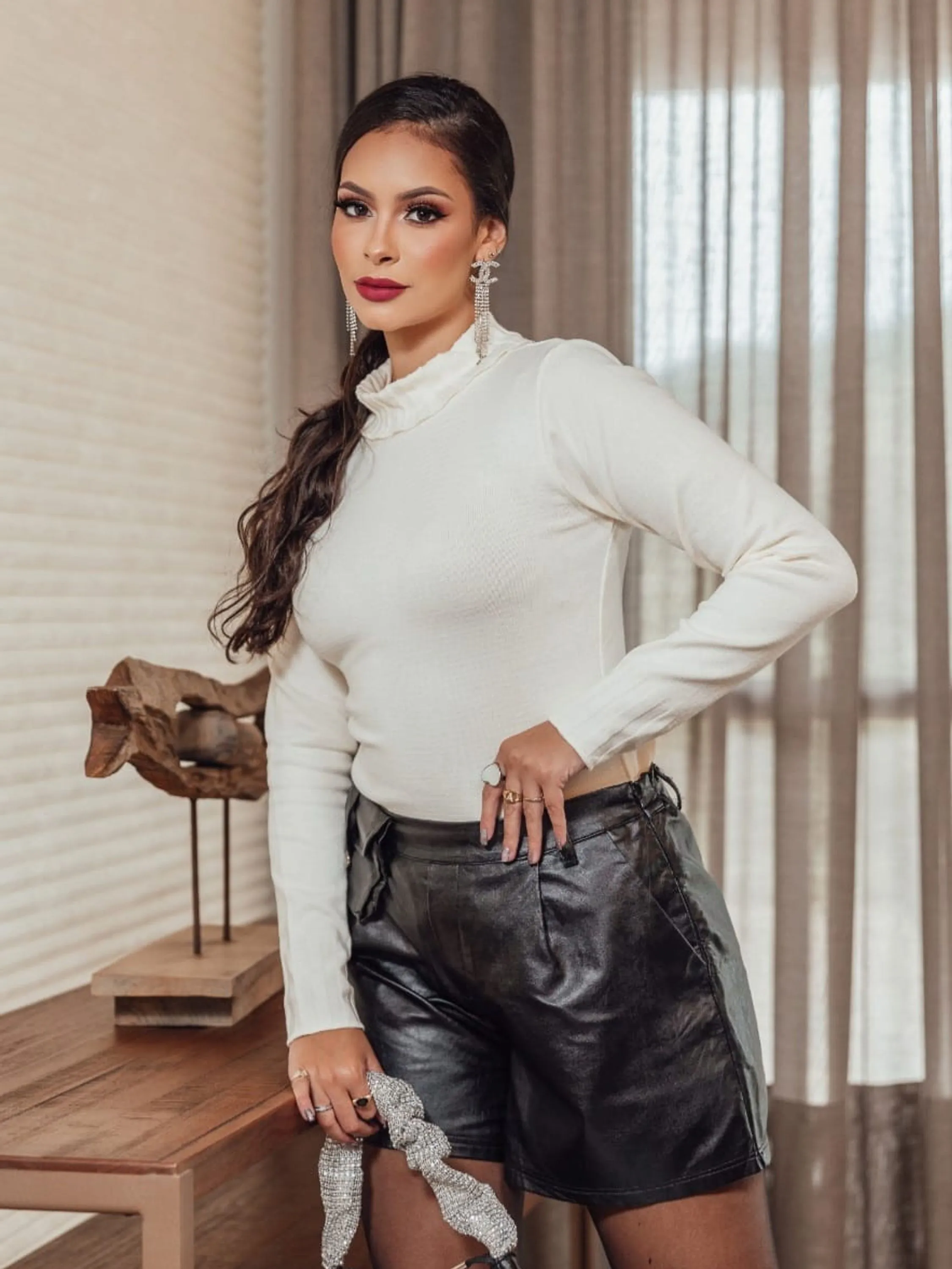 Blusa Suéter de Frio Feminina | Blusinha de Trico Gola Role