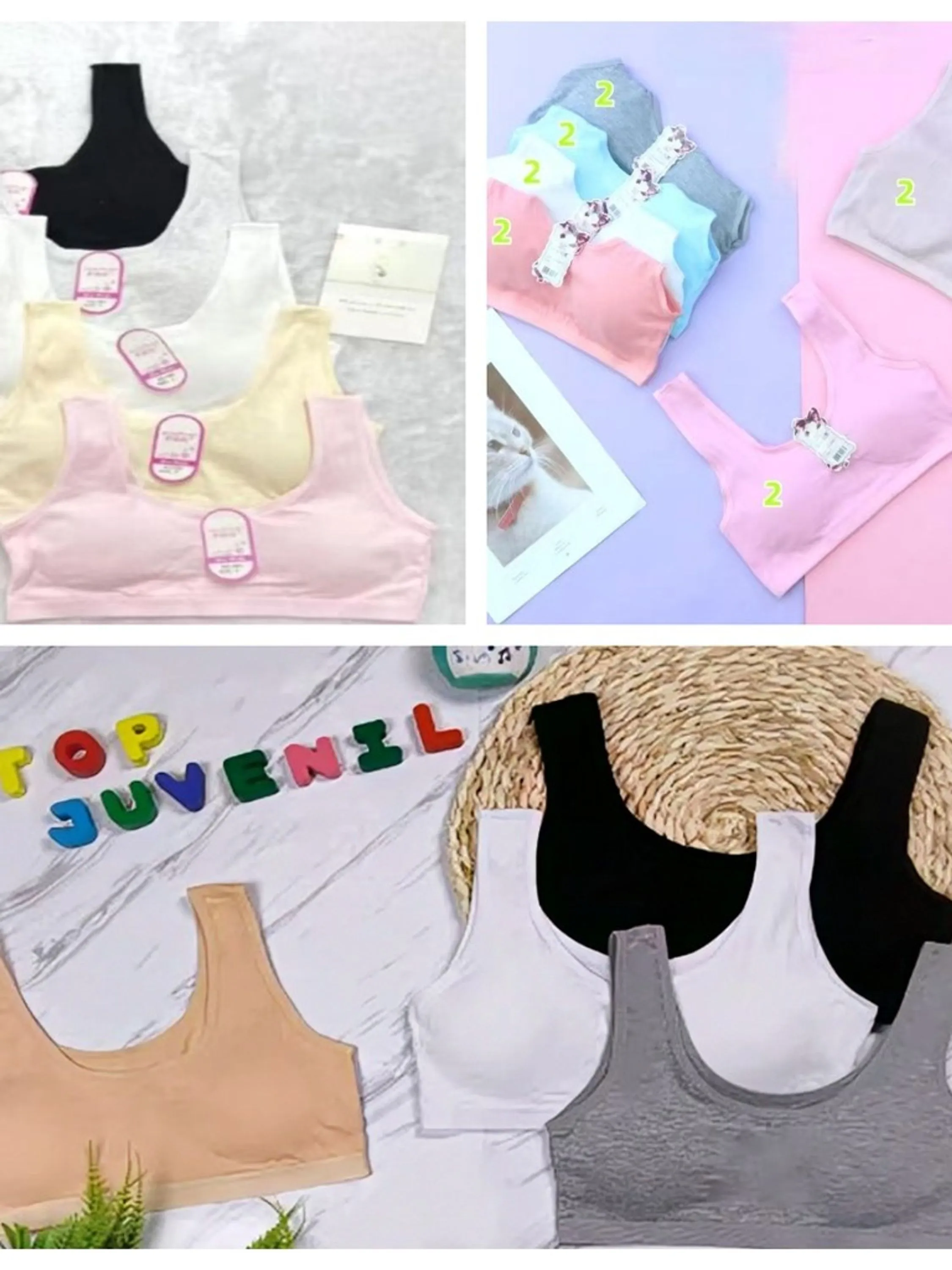 KIT12 Sutiã de algodão respirável para adolescentes