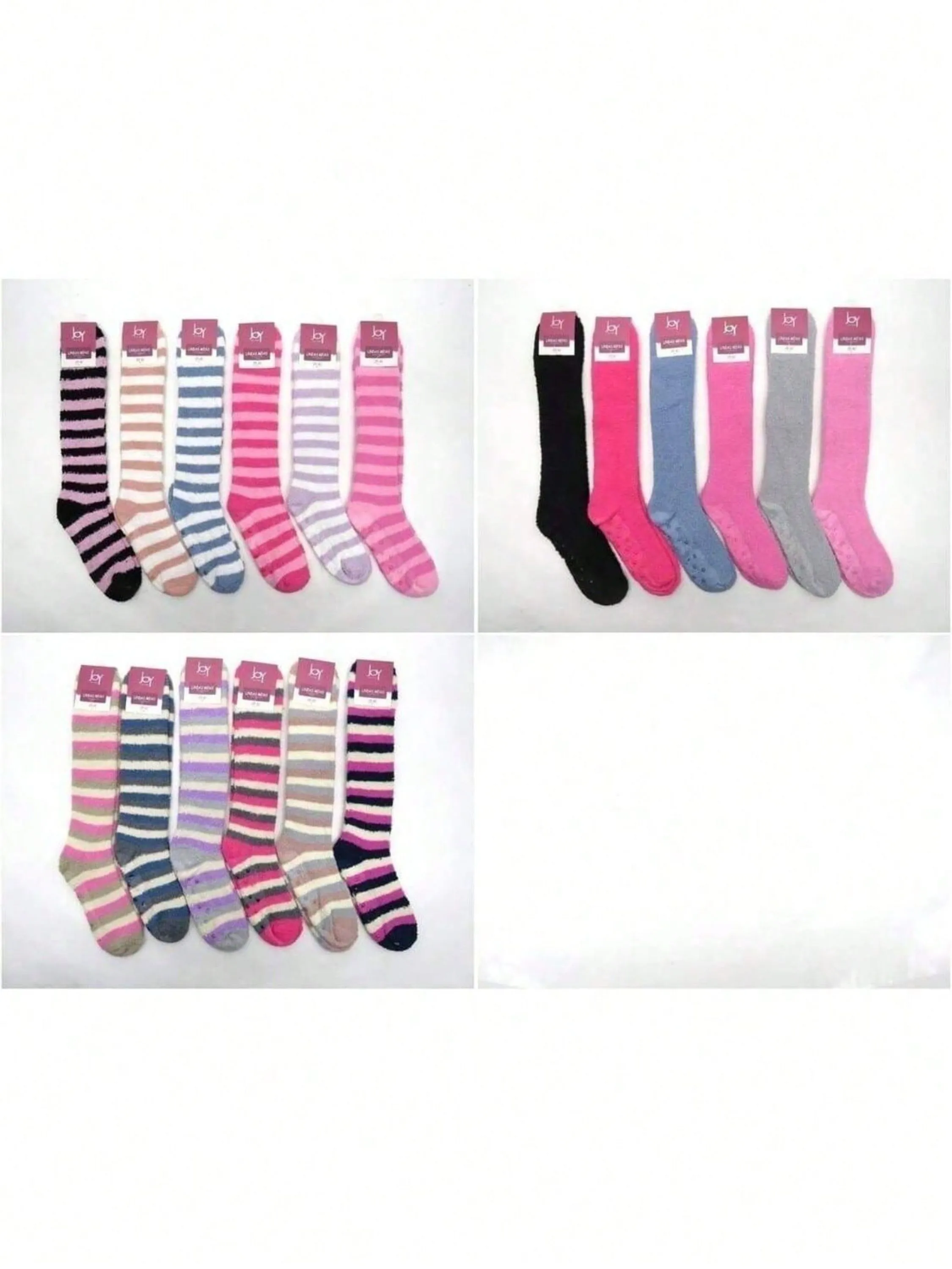 KIT 12 Meias altas de inverno peludas para adultos 36-41