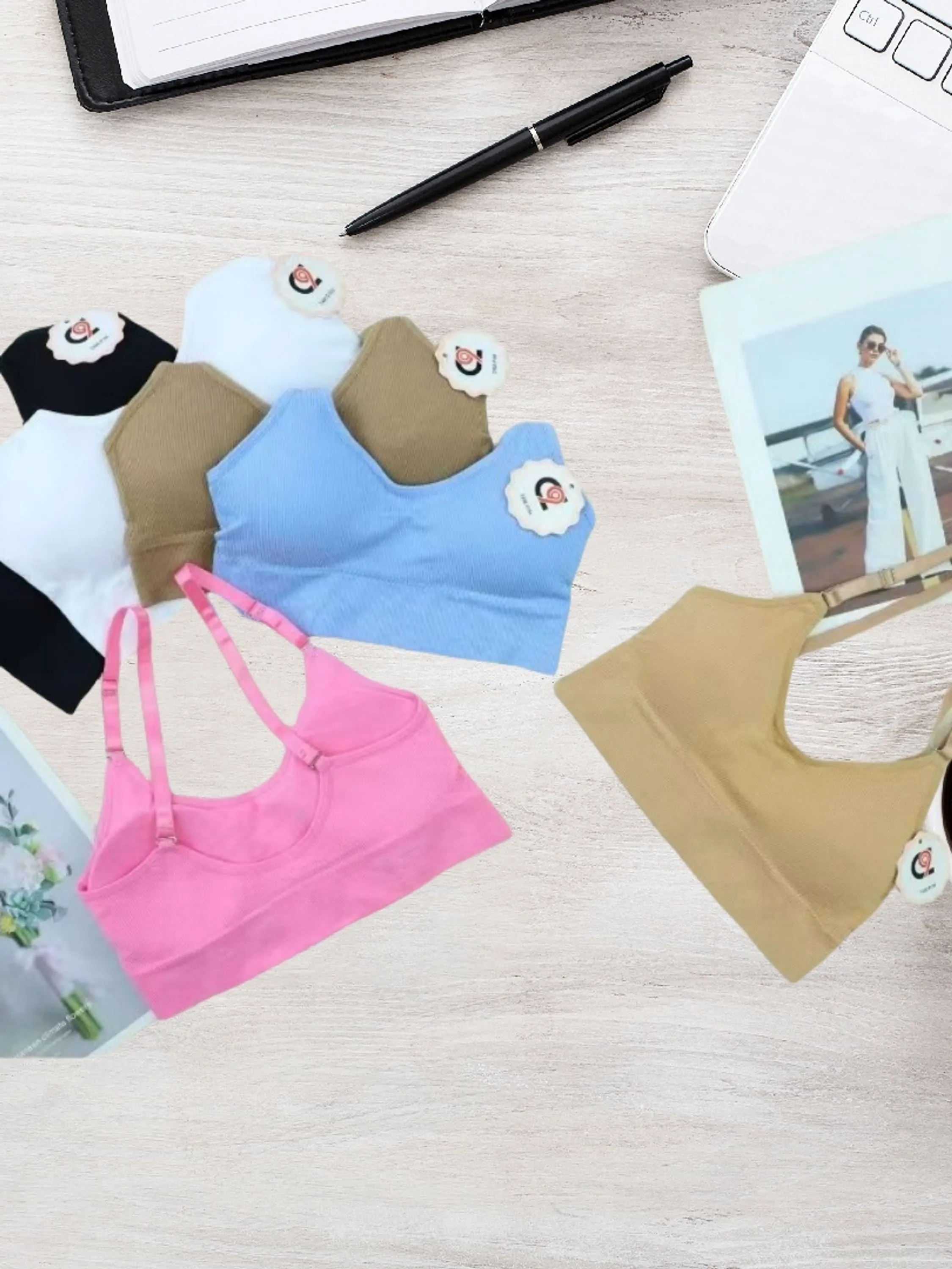 KIT 12  Sutiã com bojo em cores aleatórias