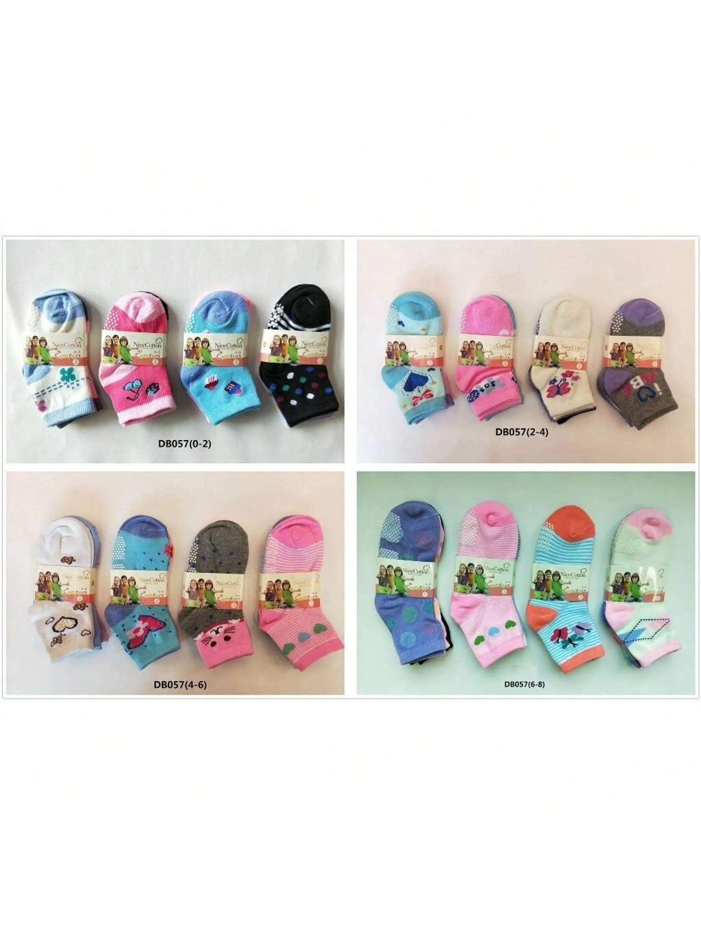 KIT12 Meias antiderrapantes para meninas/0-8 anos