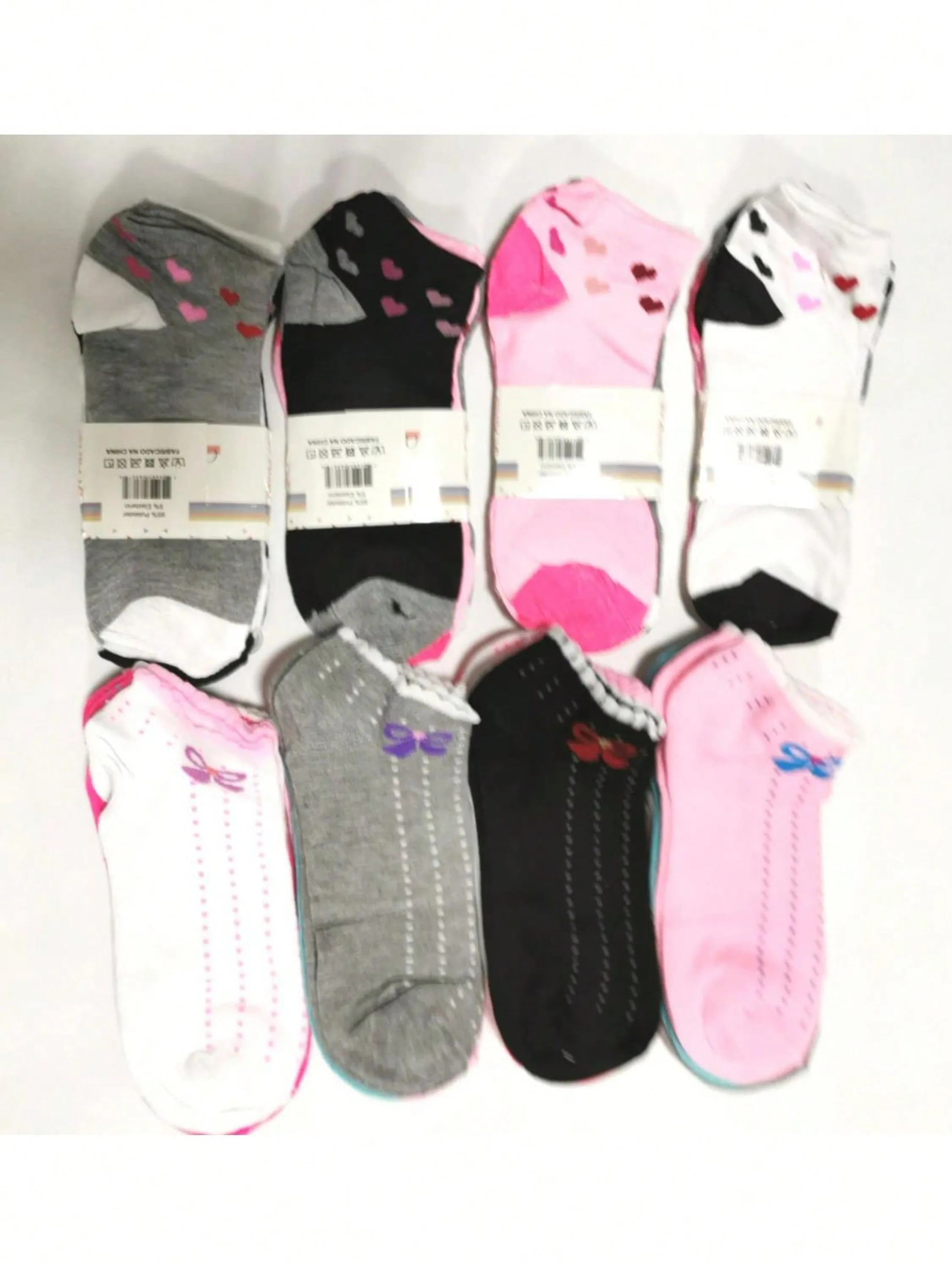 Kit 12 pares de  smeias estampadas femininas