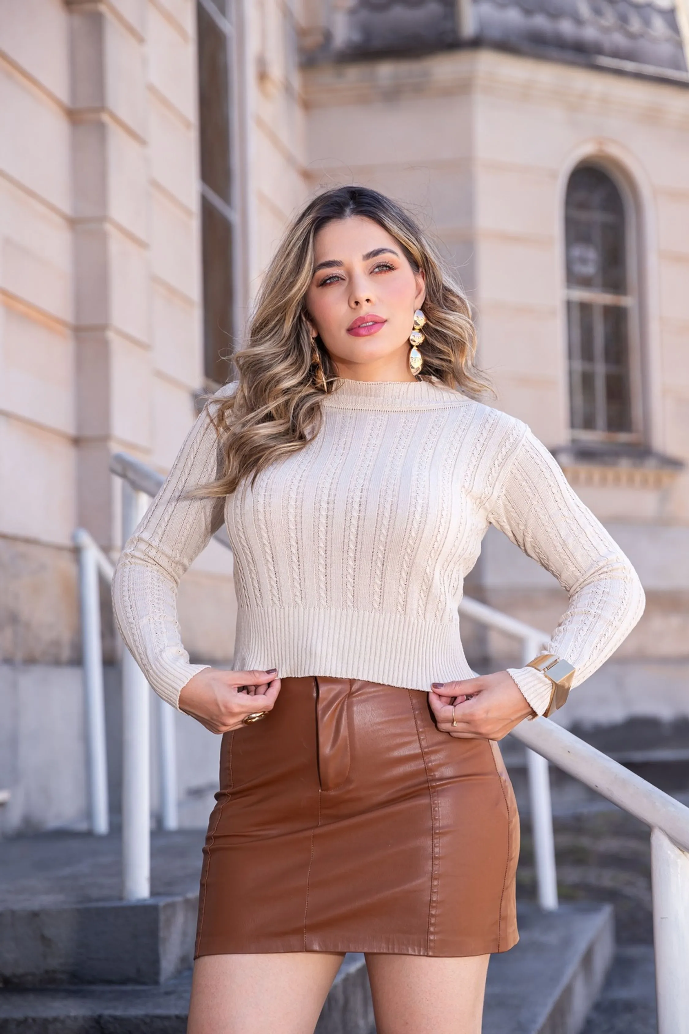 Cropedd Feminino Blusa Inverno Estiolosa E Manga Longa Basica