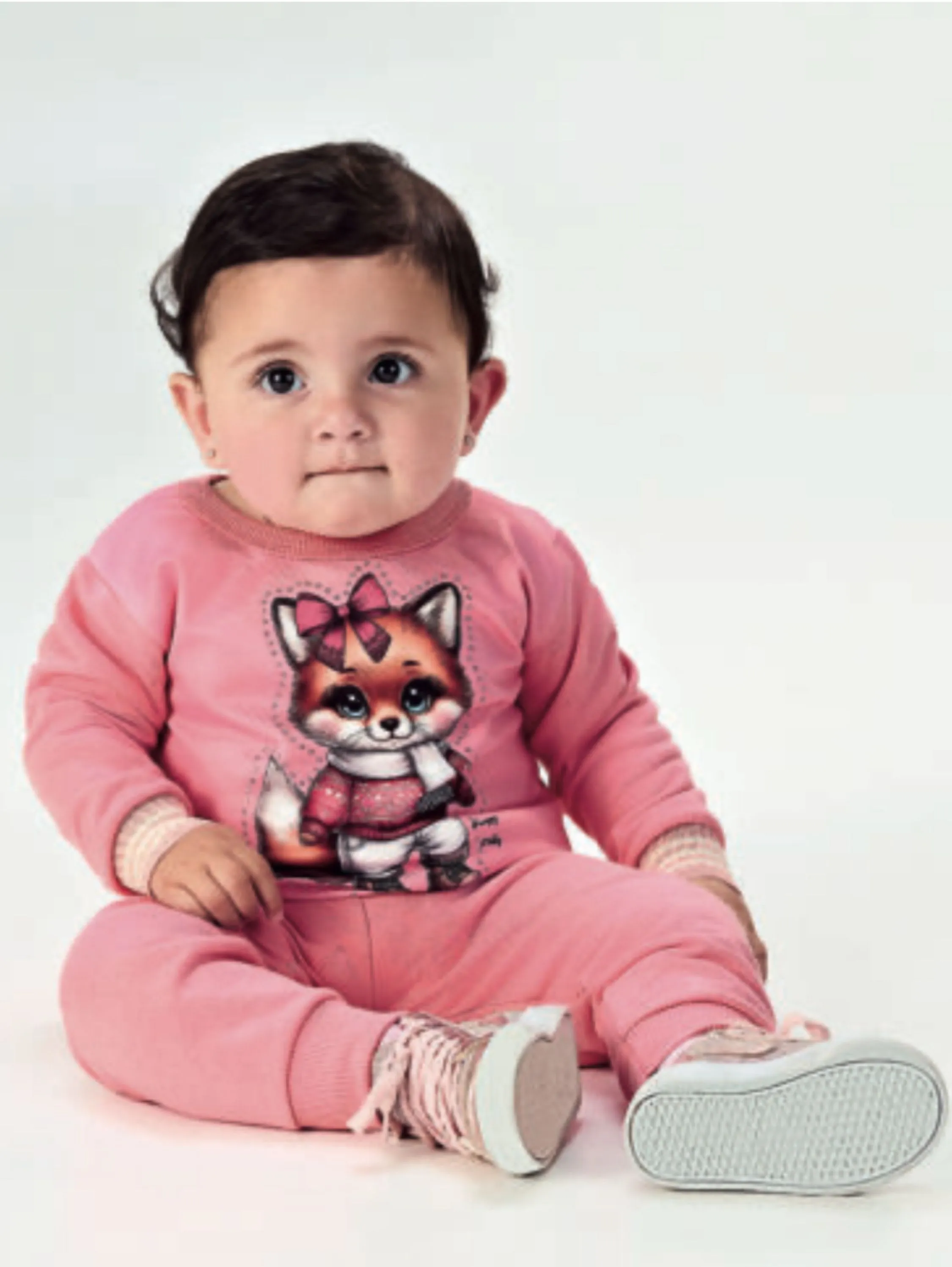 Conjunto Infantil Feminino Rosa – Estampa Raposinha 🦊