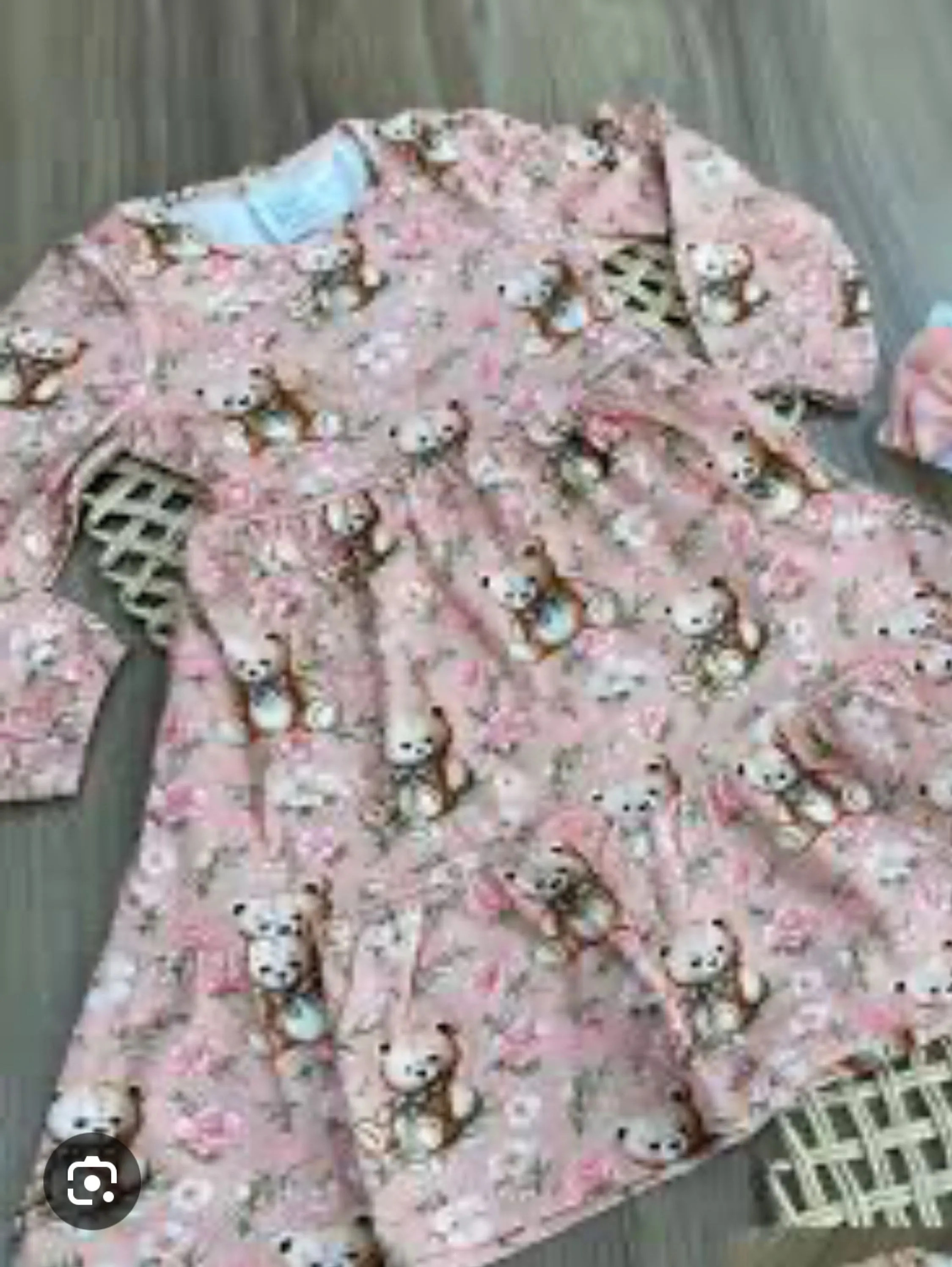 Vestido Infantil Longo Manga Longa Ursinhos e Flores 🐻🌺