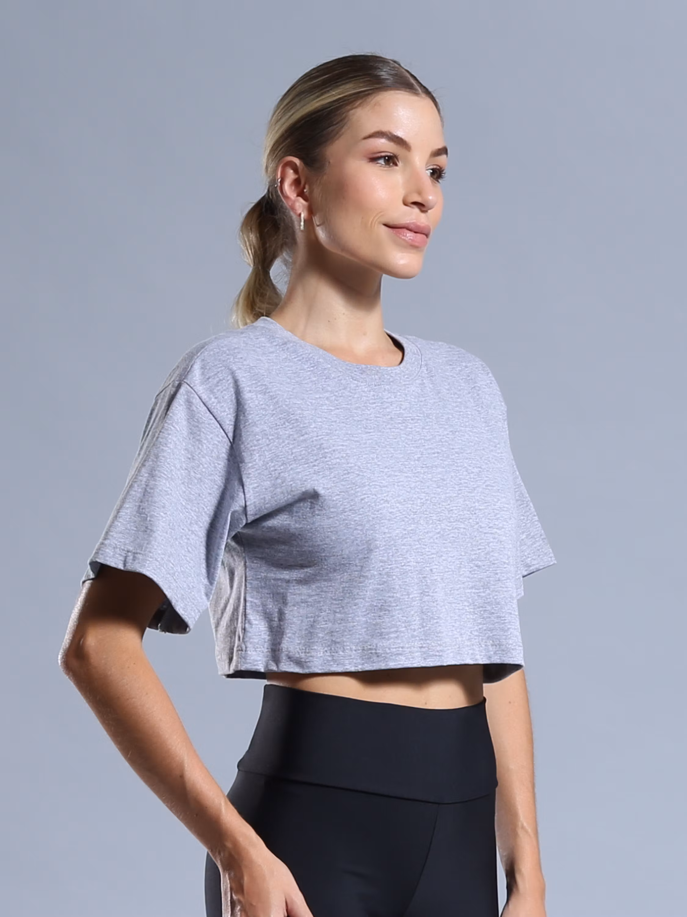 WUF065 - CROPPED COM MANGAS 100% ALGODÃO