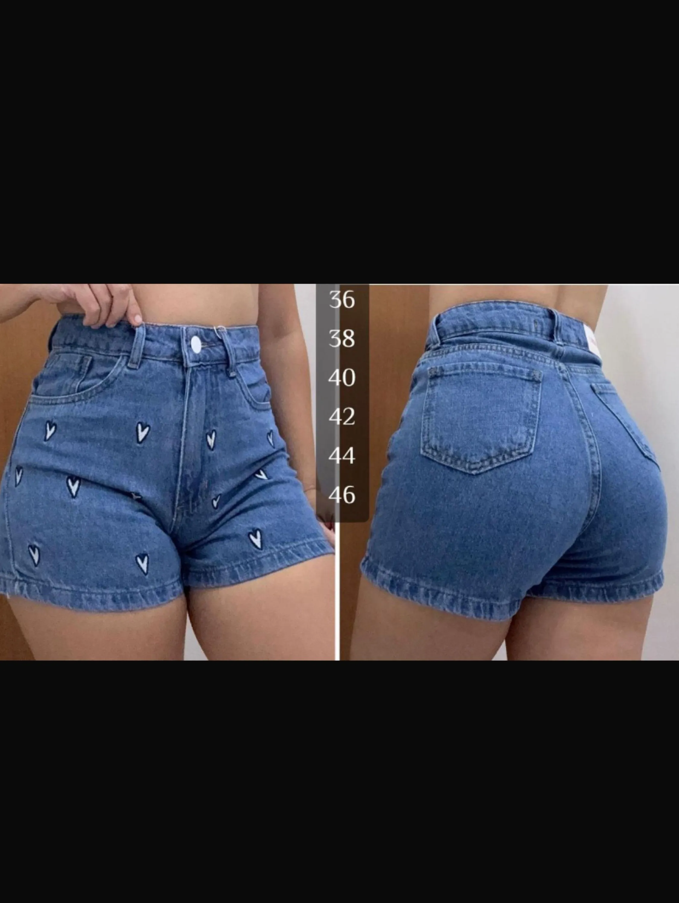 Short bordado coração