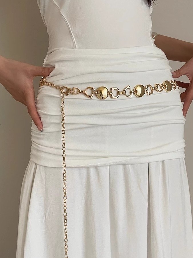 Cinto de corrente feminino de Metal estilo casual