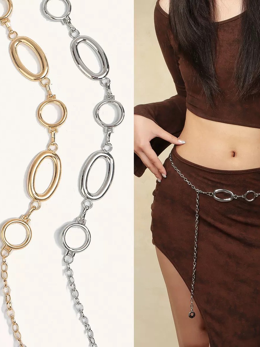 Cinto de corrente feminino de Metal estilo casual