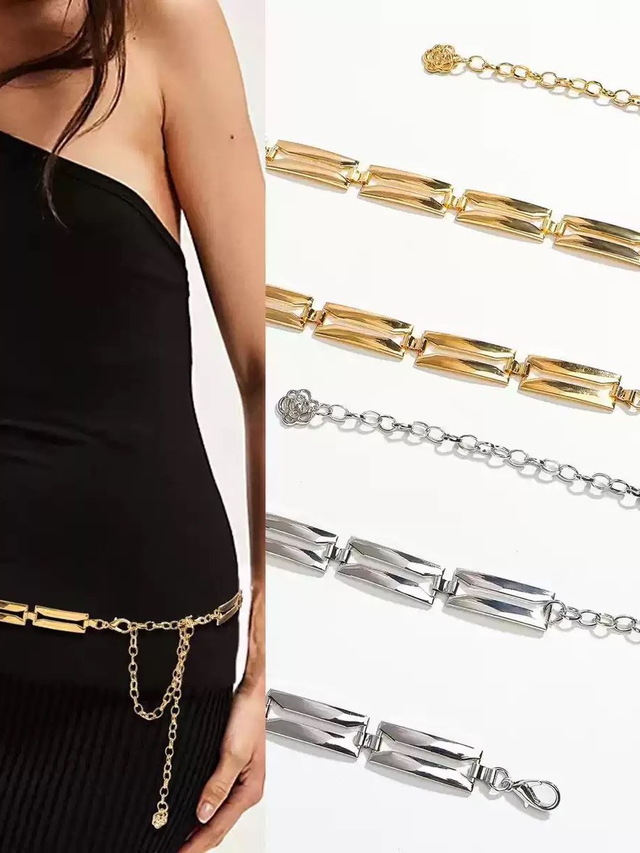 Cinto de corrente feminino de Metal estilo casual
