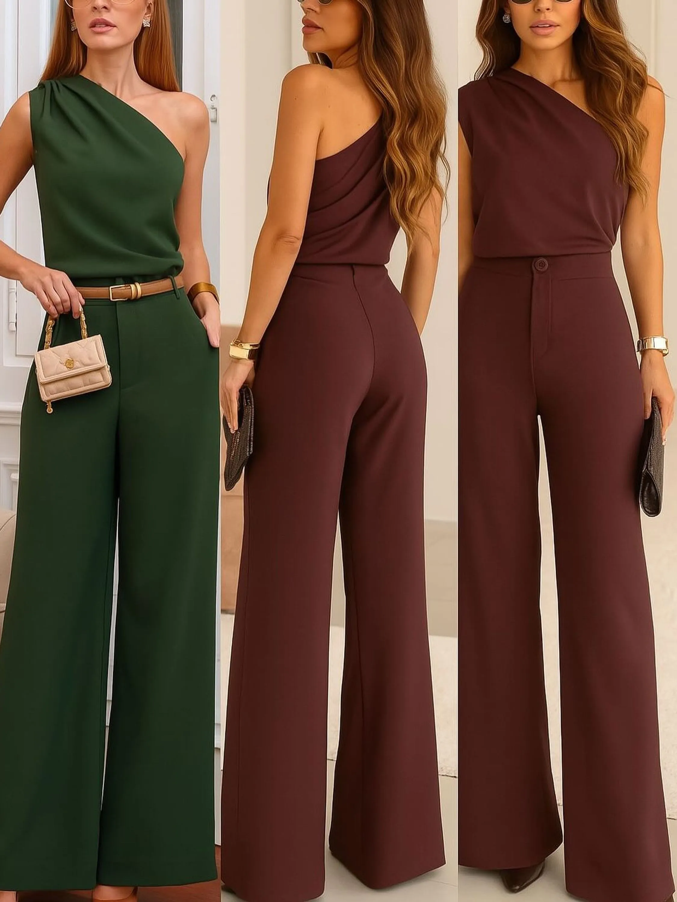 Conjunto Feminino Alfaiataria Blusa Assimétrica e Calça