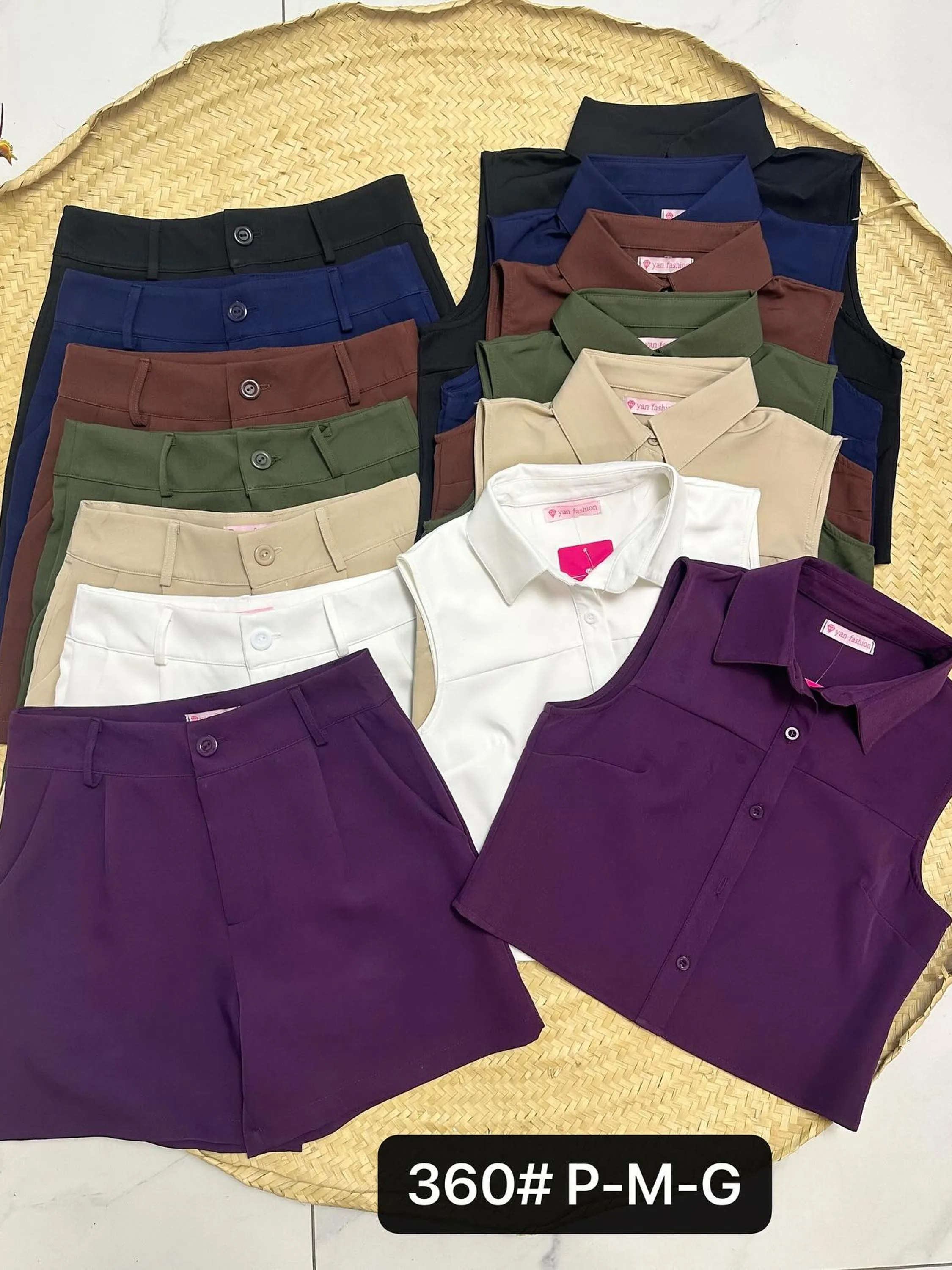 CONJUNTO FEMININO ALFAIATARIA BLUSA COM BOTAO E  SHORT