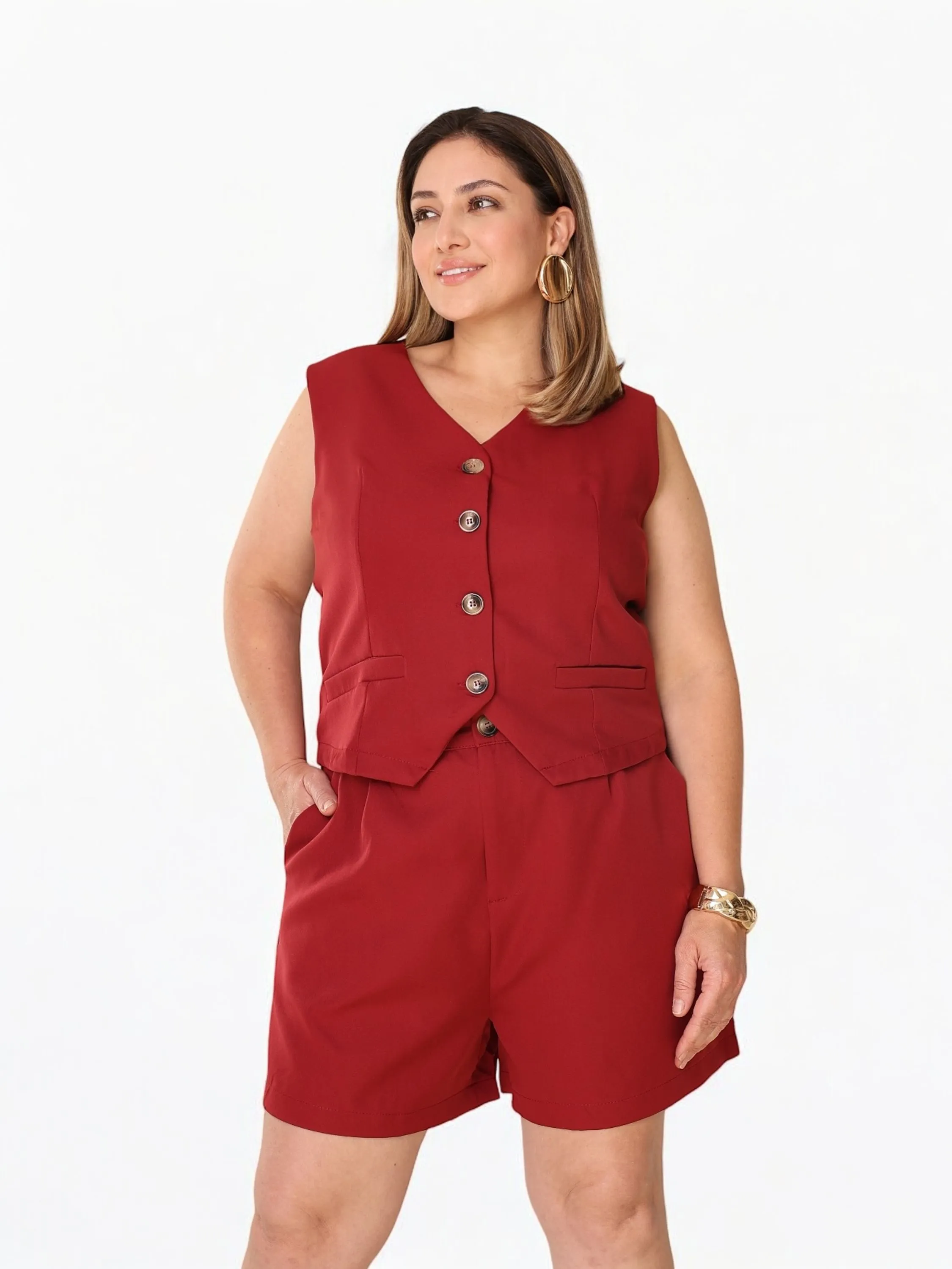 CONJUNTO FEMININO PLUS SIZE SHORT COM COLETE