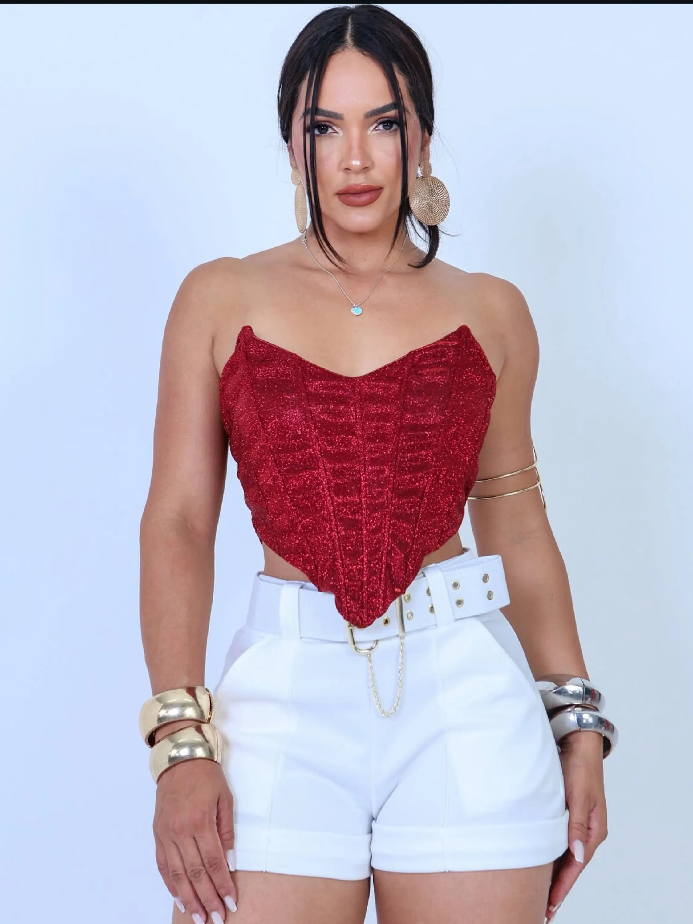 Elegante Shorts Feminino Para o Natal