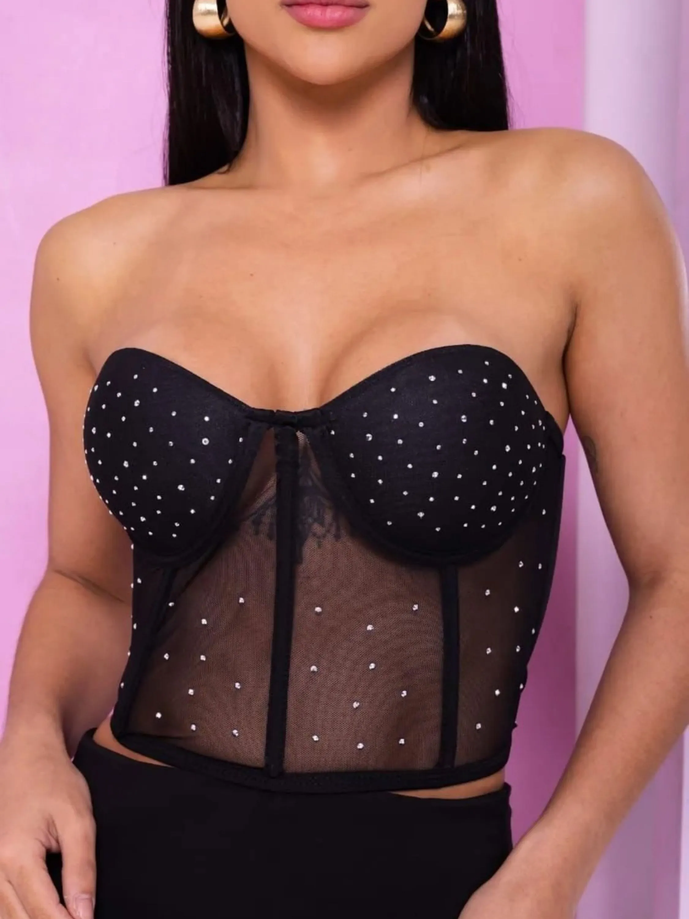 Elegante Cropped Tule Para o Natal Alta Qualidade